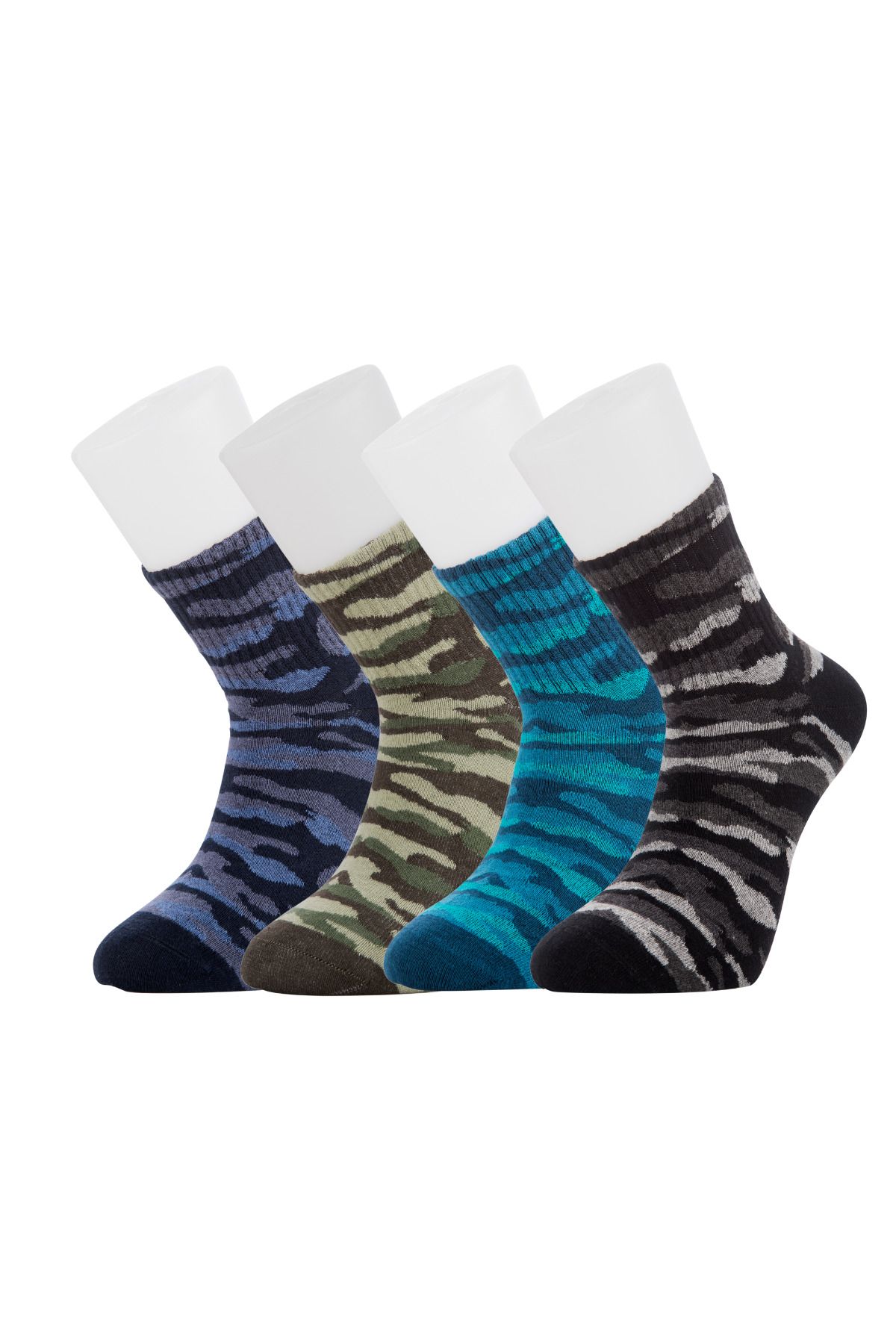 Moyra Socks Kamuflaj Desenli Kısa Konç 4'lü Pamuk Erkek Tenis Çorap