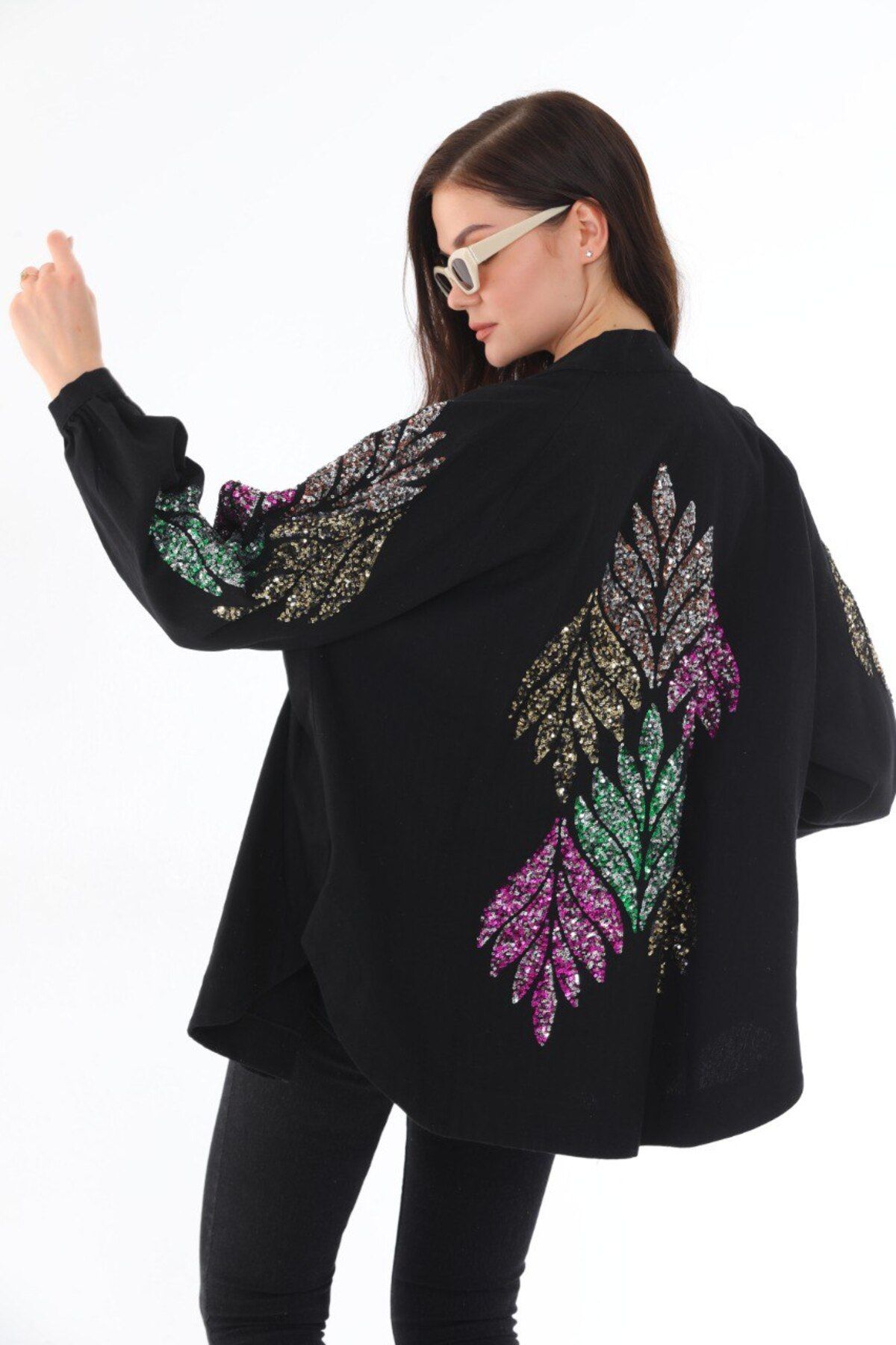 MEHRA Nakışlı keten kimono