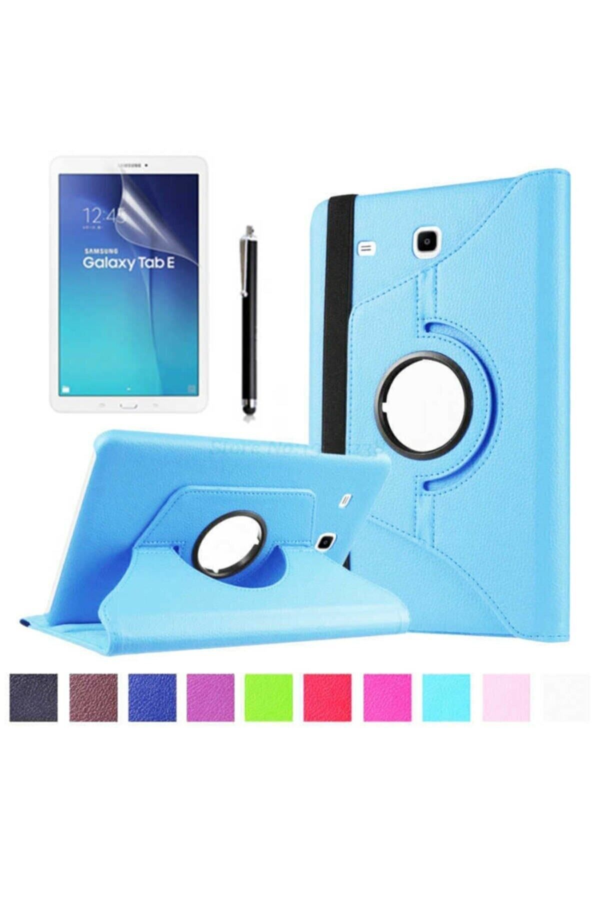 hope try Samsung Galaxy Tab E 9.6'' T560 Kılıf+kırılmaz Cam Kalem Hediyeli 360 Dönerli Tablet Kılıfı Mavi