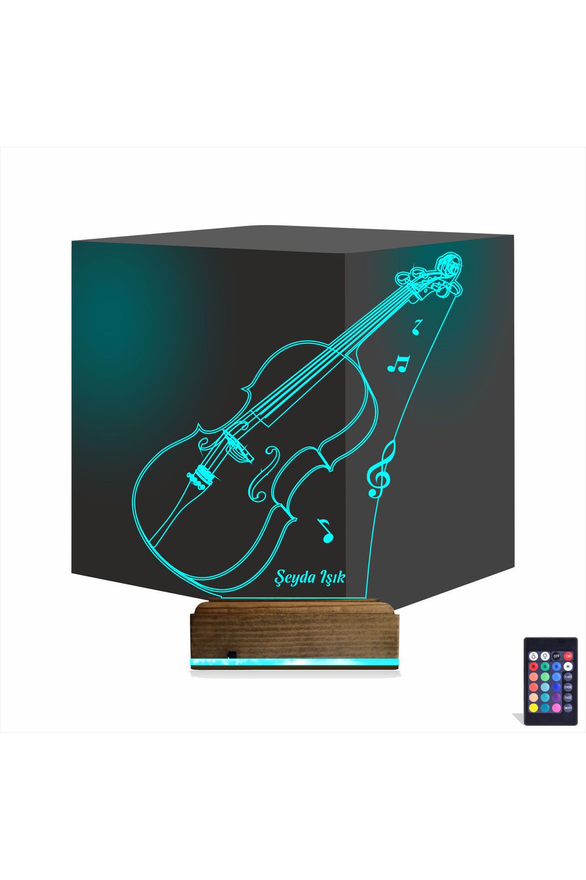 Kirppi 3d Lamba Keman Müzik Enstrüman V1 Kişiye Özel Masa Gece Lambası