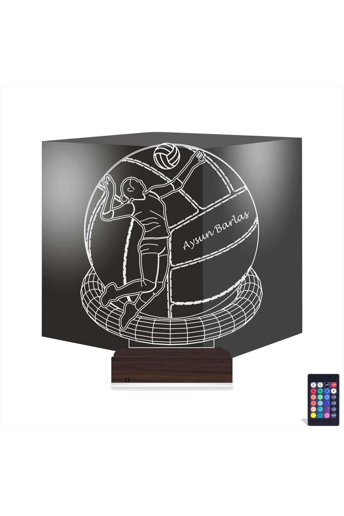 Kirppi 3d Lamba Voleybol Topu Voleybolcu Kişiye Özel Masa Gece Lambası