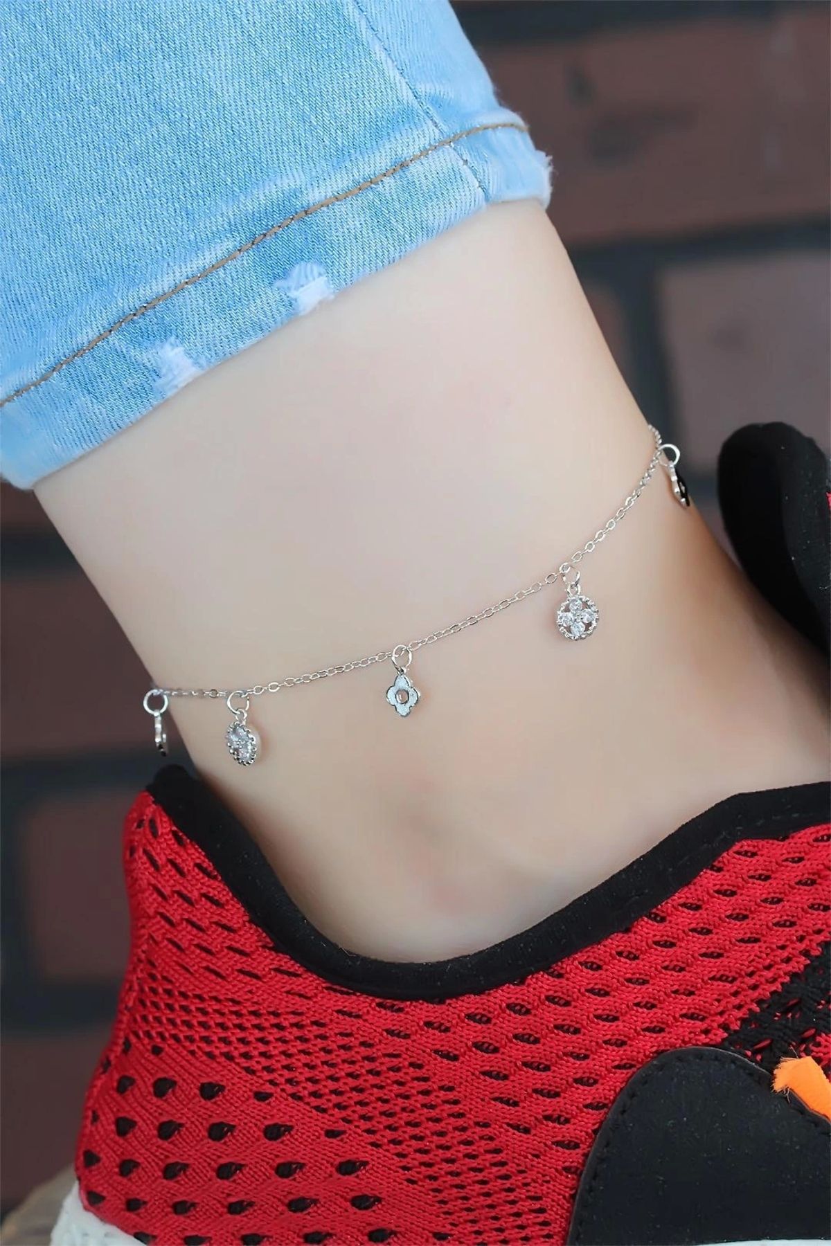 Moco Zirkon Taşlı Silver Renk Kaplama Zincir Hal Hal