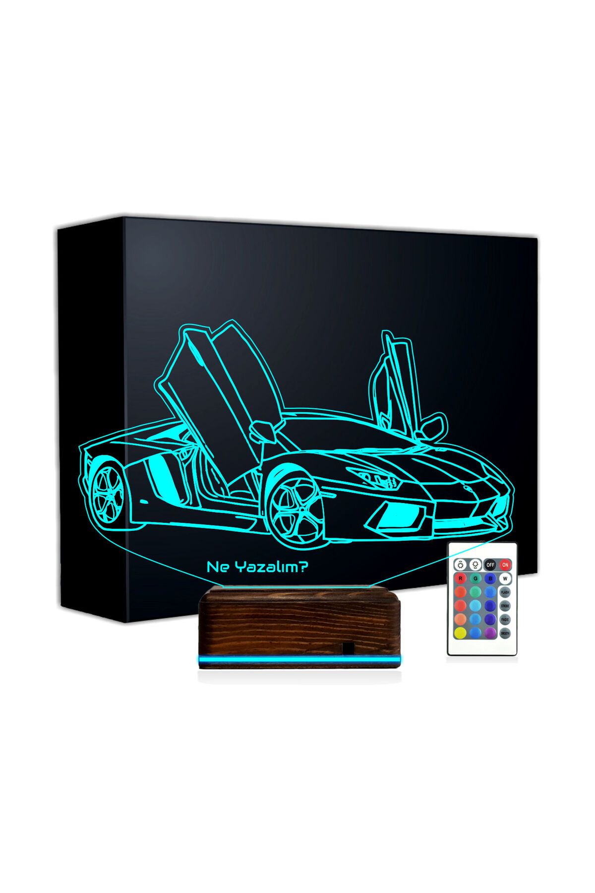 Kirppi 3d Lamba Spor Araba Lamborghini Kişiye Özel Masa Gece Lambası