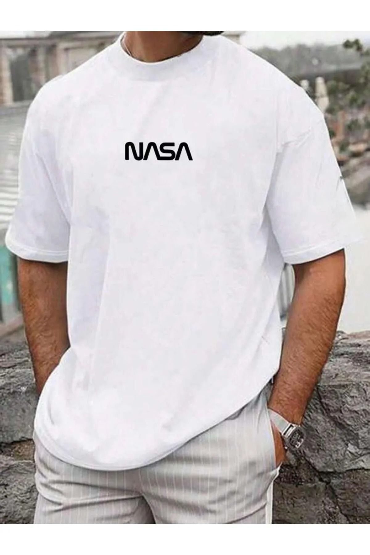 FULL TOLERANCE YD DESİNG NASA YAZI BASKILI OVERSİZE T-SHİRT