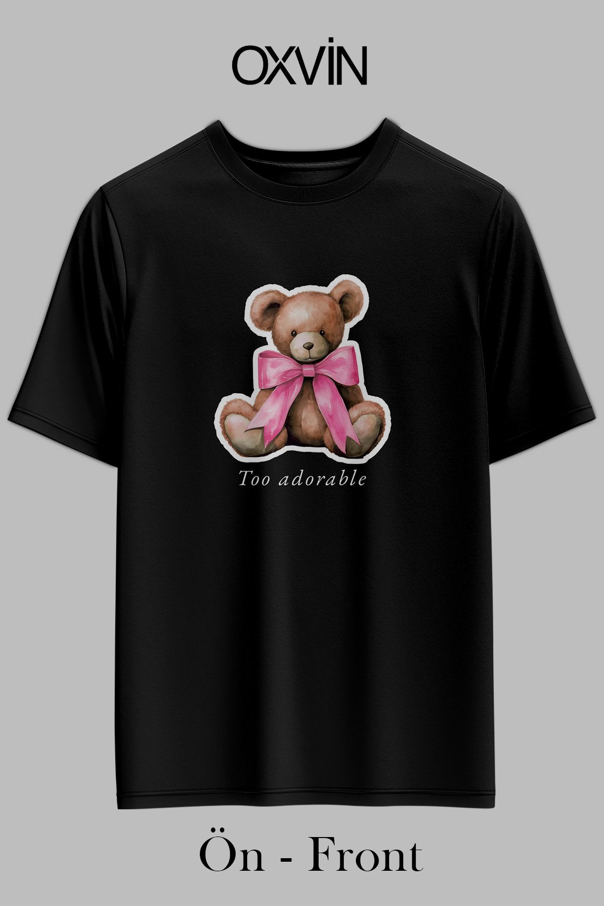 OXVİN TEDDY BEAR Baskılı OVERSİZE kADIN T-Shirt (BOL KALIP)