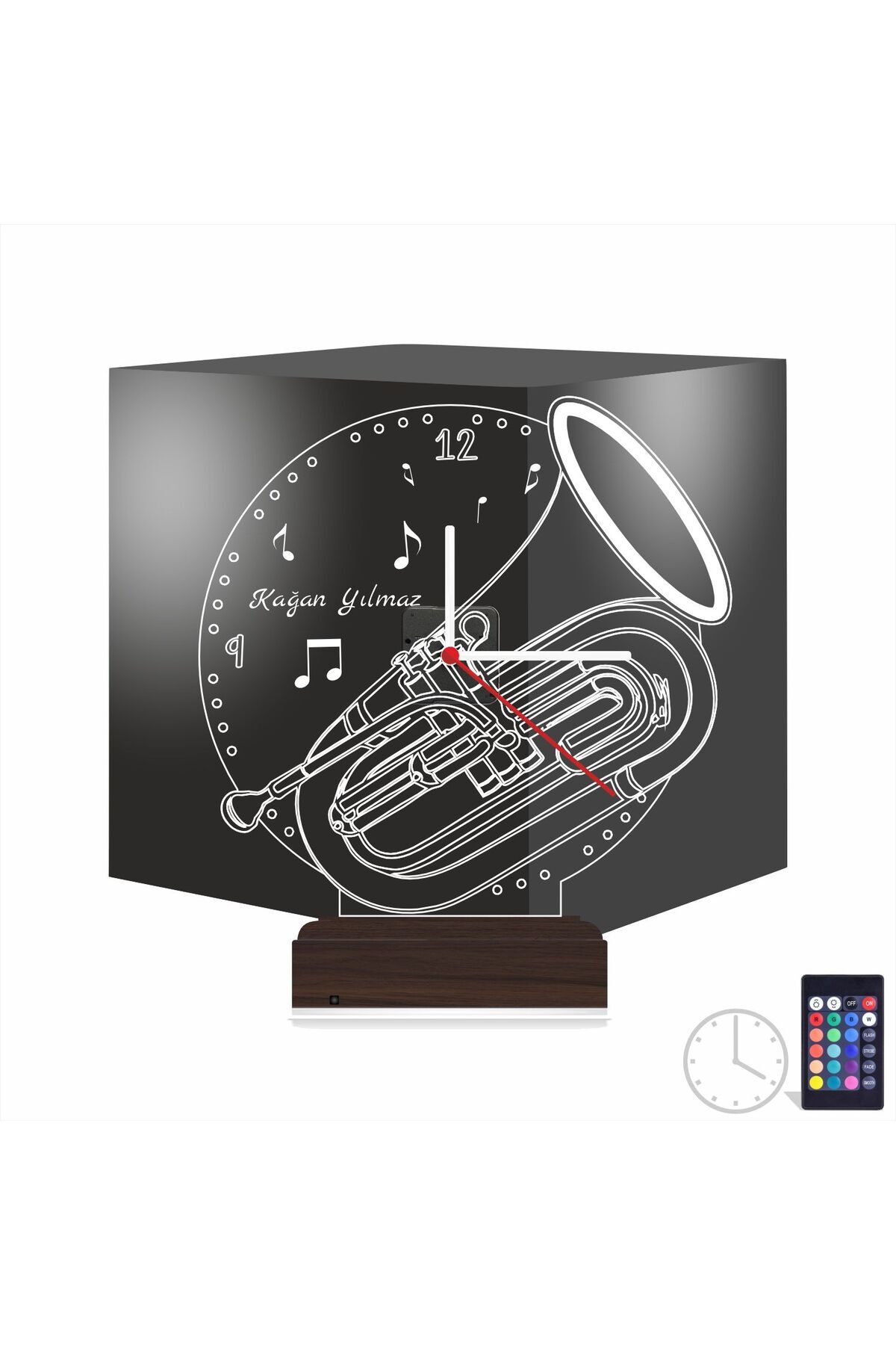 Kirppi 3d Saat Lamba Baritone Enstrüman Müzik Nota Kişiye Özel Masa Gece Lambası-1