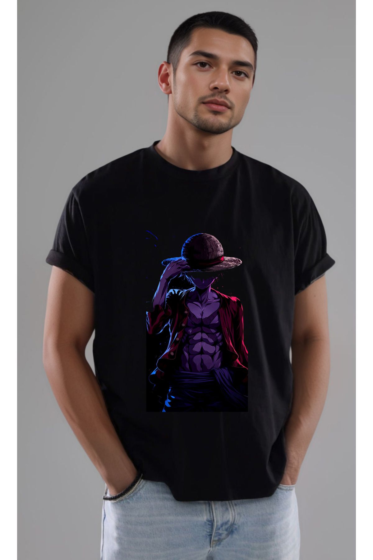 petite pati One Piece Luffy Baskılı Unisex Tshirt