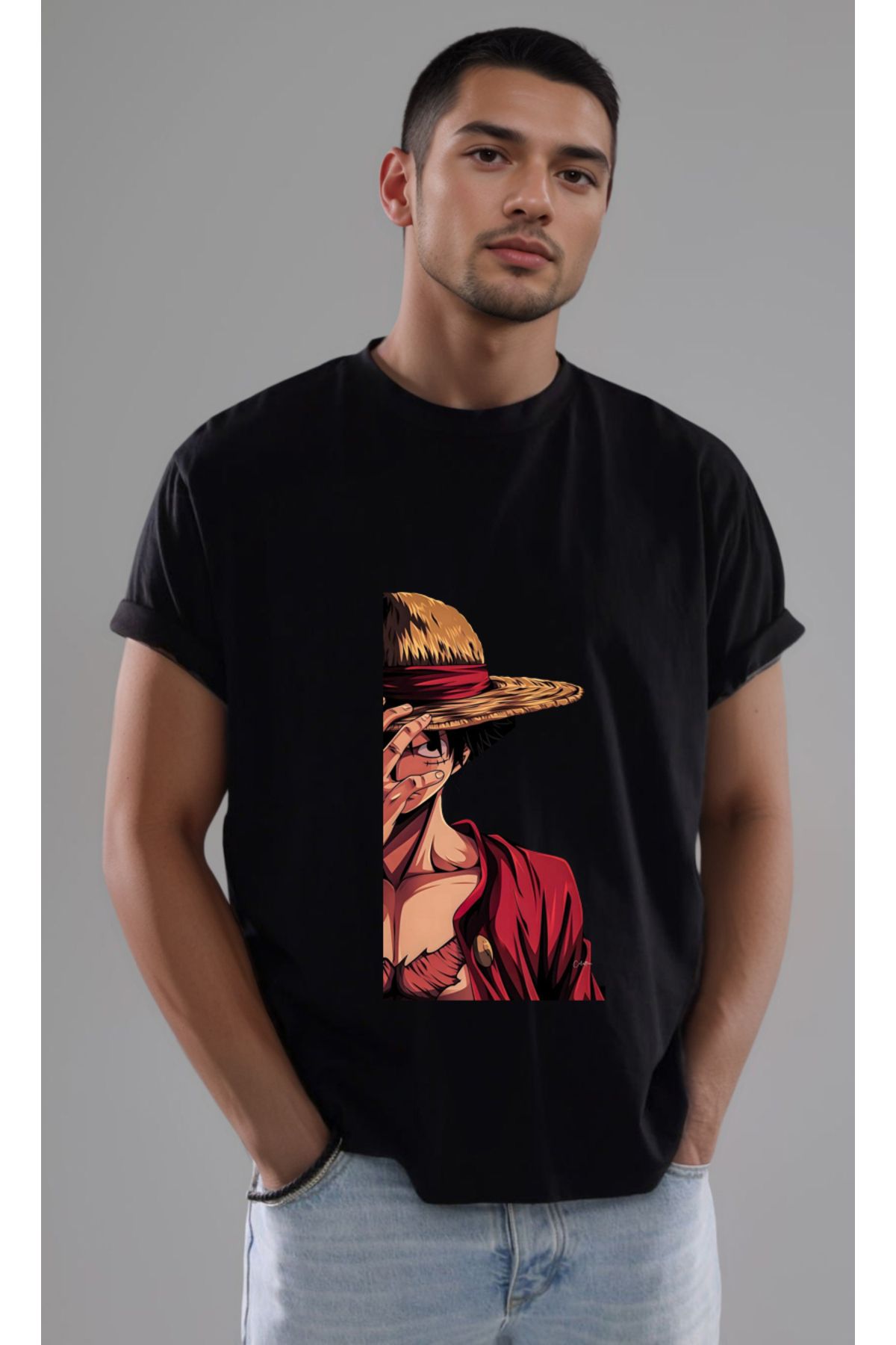 petite pati One Piece Luffy Baskılı Unisex Tshirt