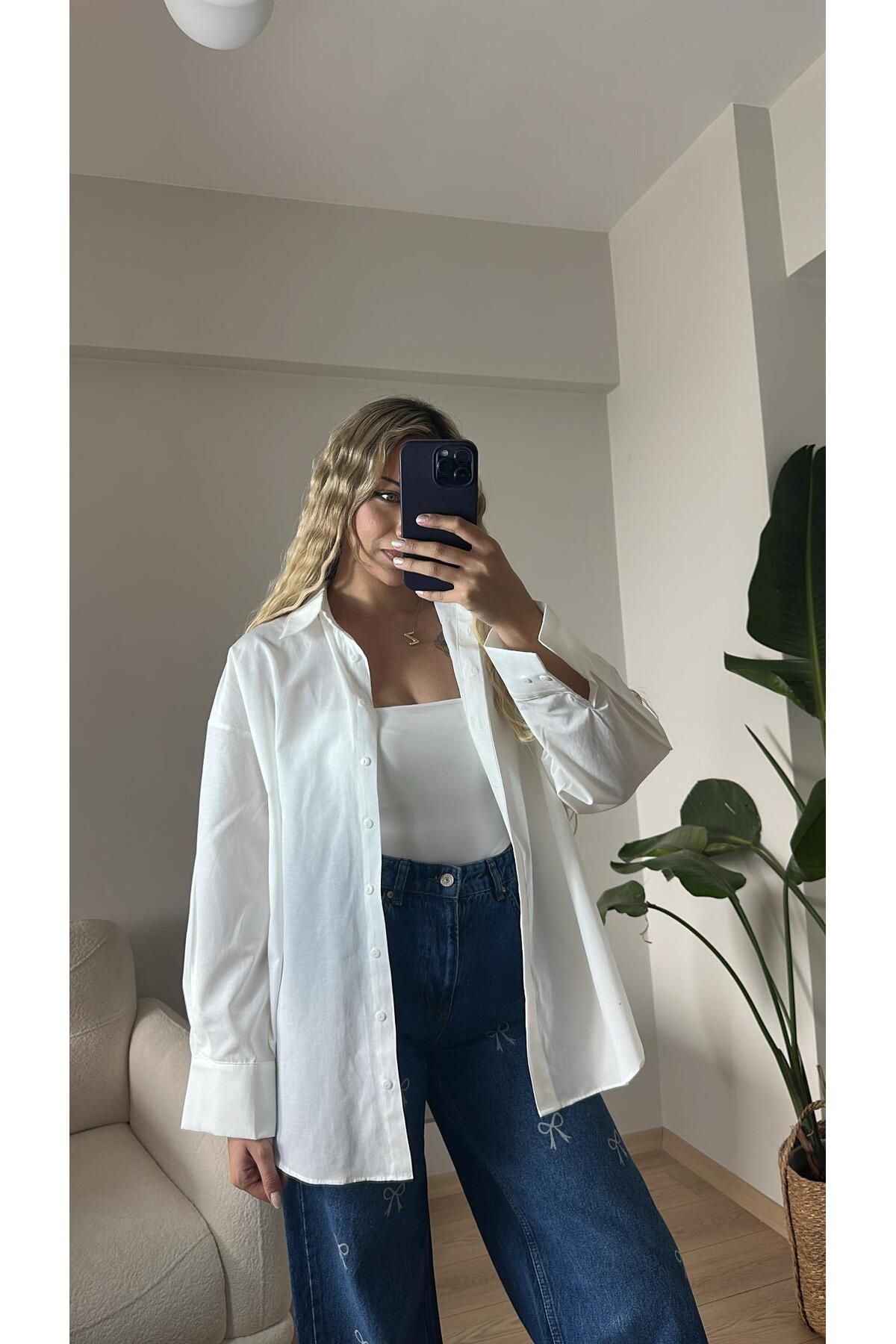 Acar Boutique Oversize Klasik Keten Gömlek
