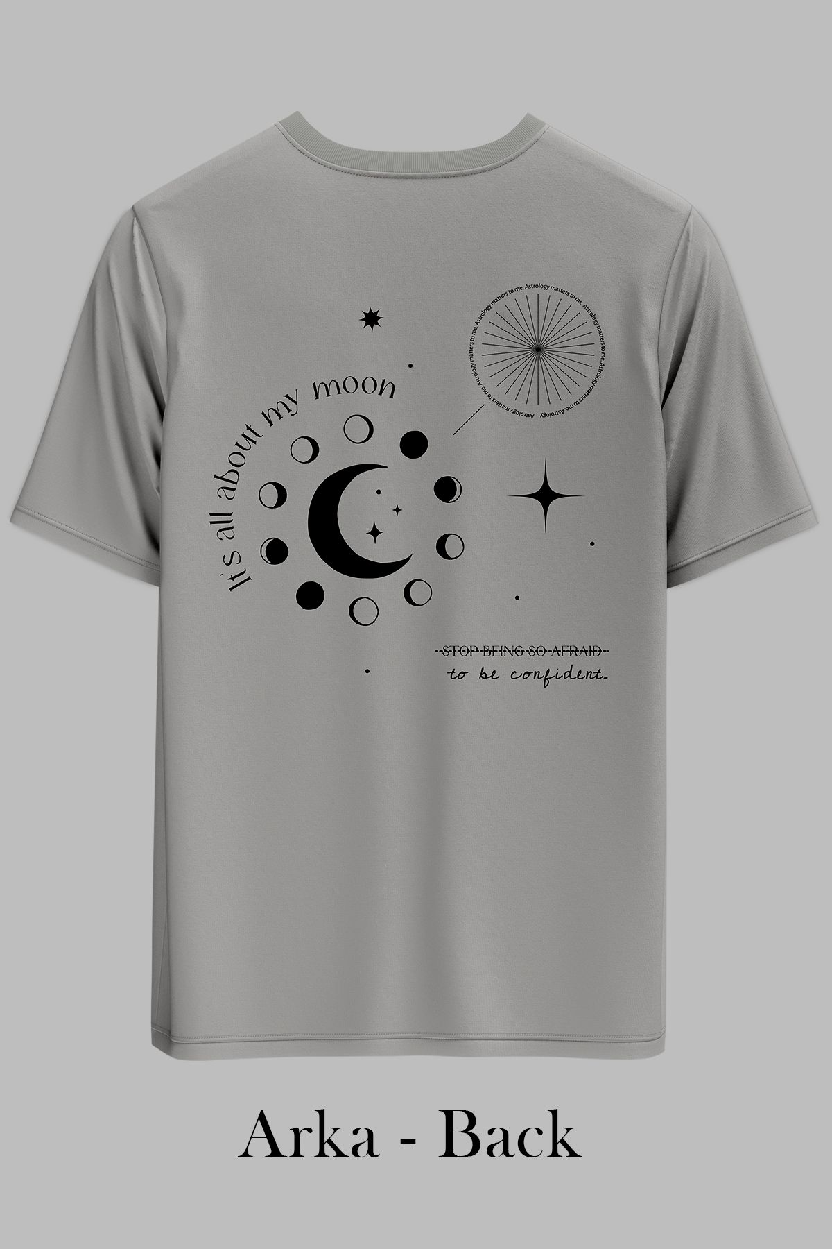 OXVİN MOON PHASES Sırt Baskılı OVERSİZE Unisex T-Shirt (BOL KALIP)