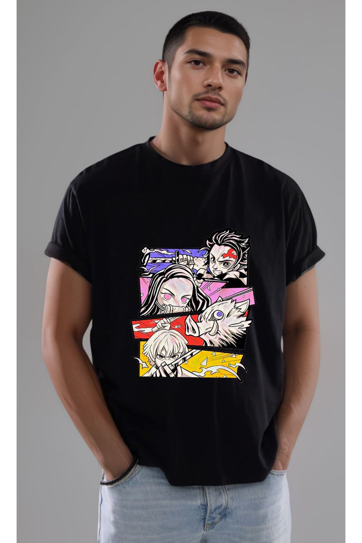 petite pati Demon Slayer Baskılı Unisex Tshirt