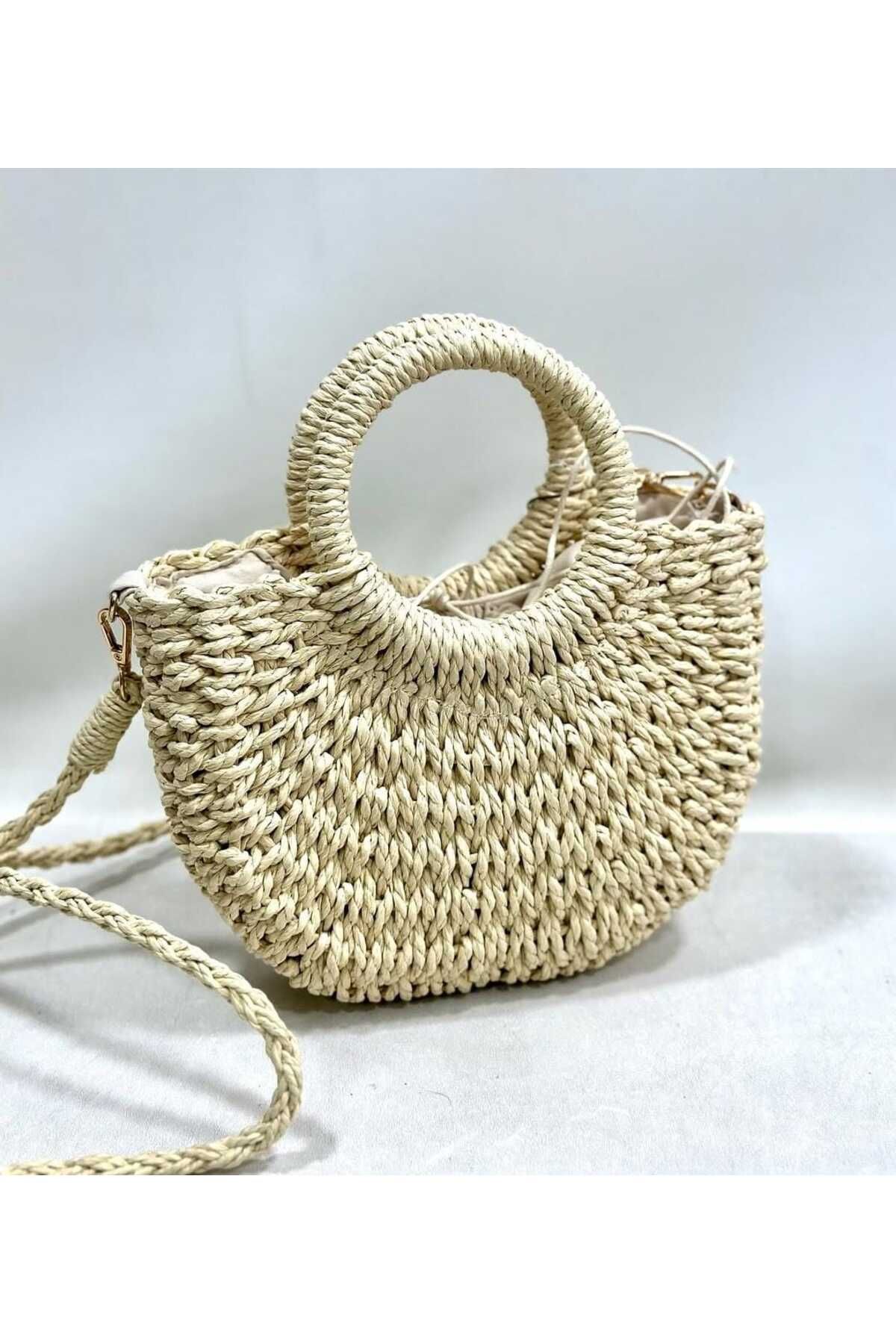 ZeynepKeskinDesign Yeni Sezon Kadın Hasır Omuz Çantası, Plaj Çantası, Kadın El Çantası