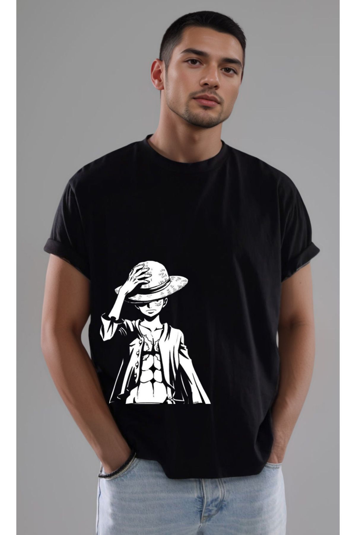 petite pati One Piece Luffy Baskılı Unisex Tshirt
