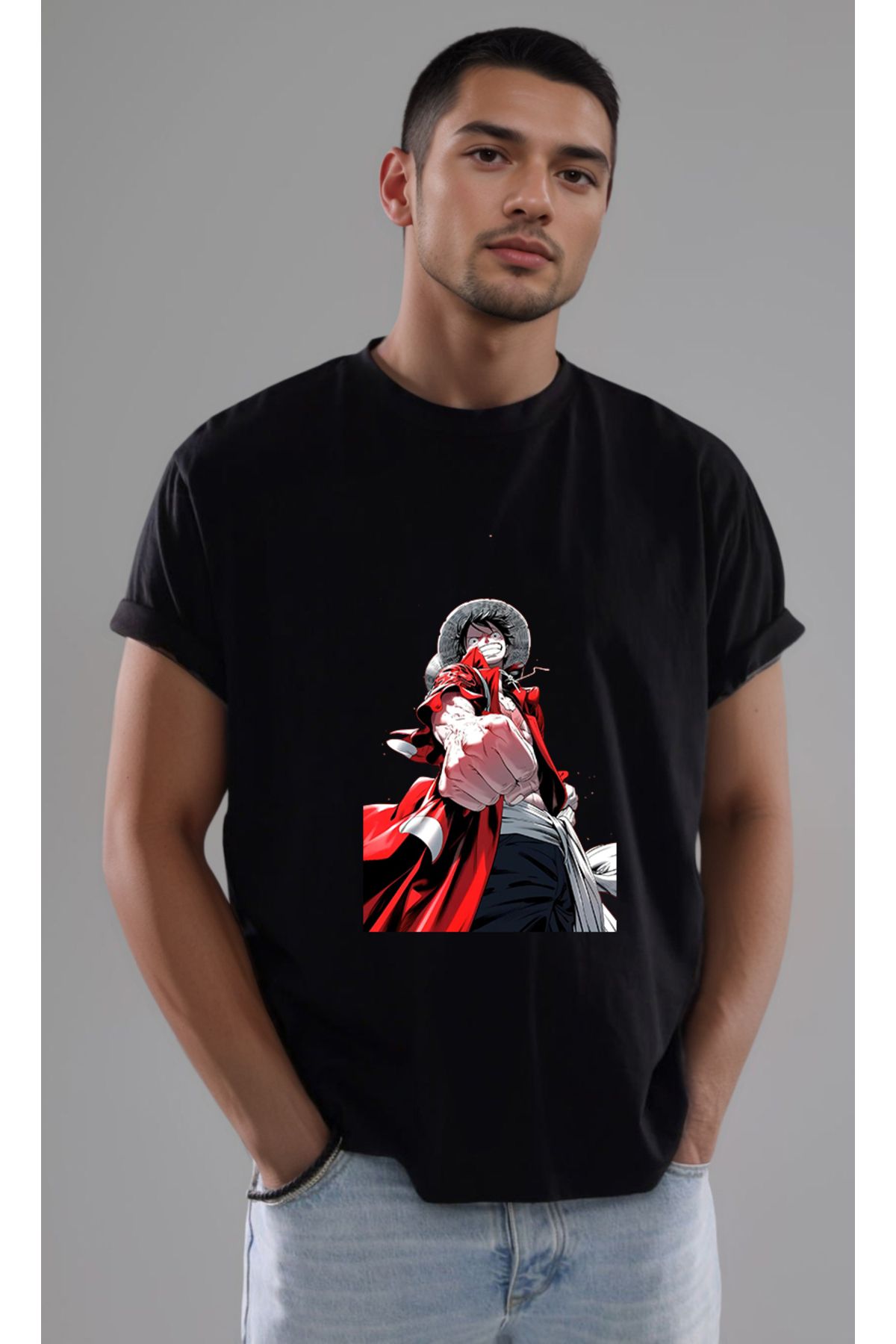 petite pati One Piece Luffy Baskılı Unisex Tshirt