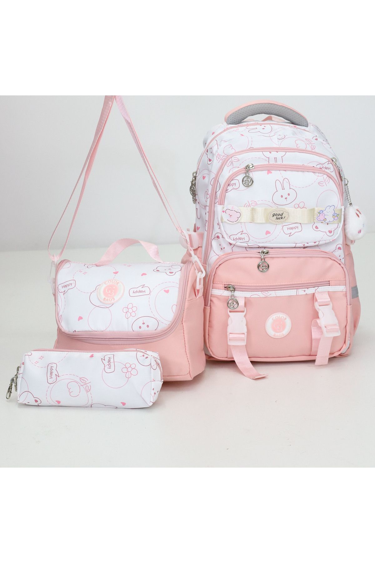 Probag İlkokul Sırt Çantası 5 Bölmeli 3’lü Set Oyuncak Hediyeli – Laptop Bölmeli, Su Geçirmez Bondit Kumaş