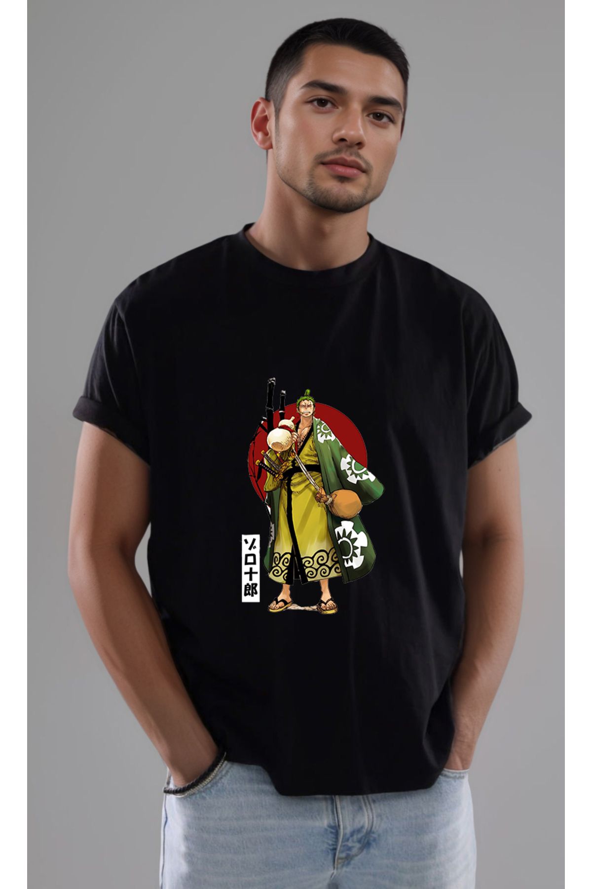 petite pati One Piece Zoro Baskılı Unisex Tshirt