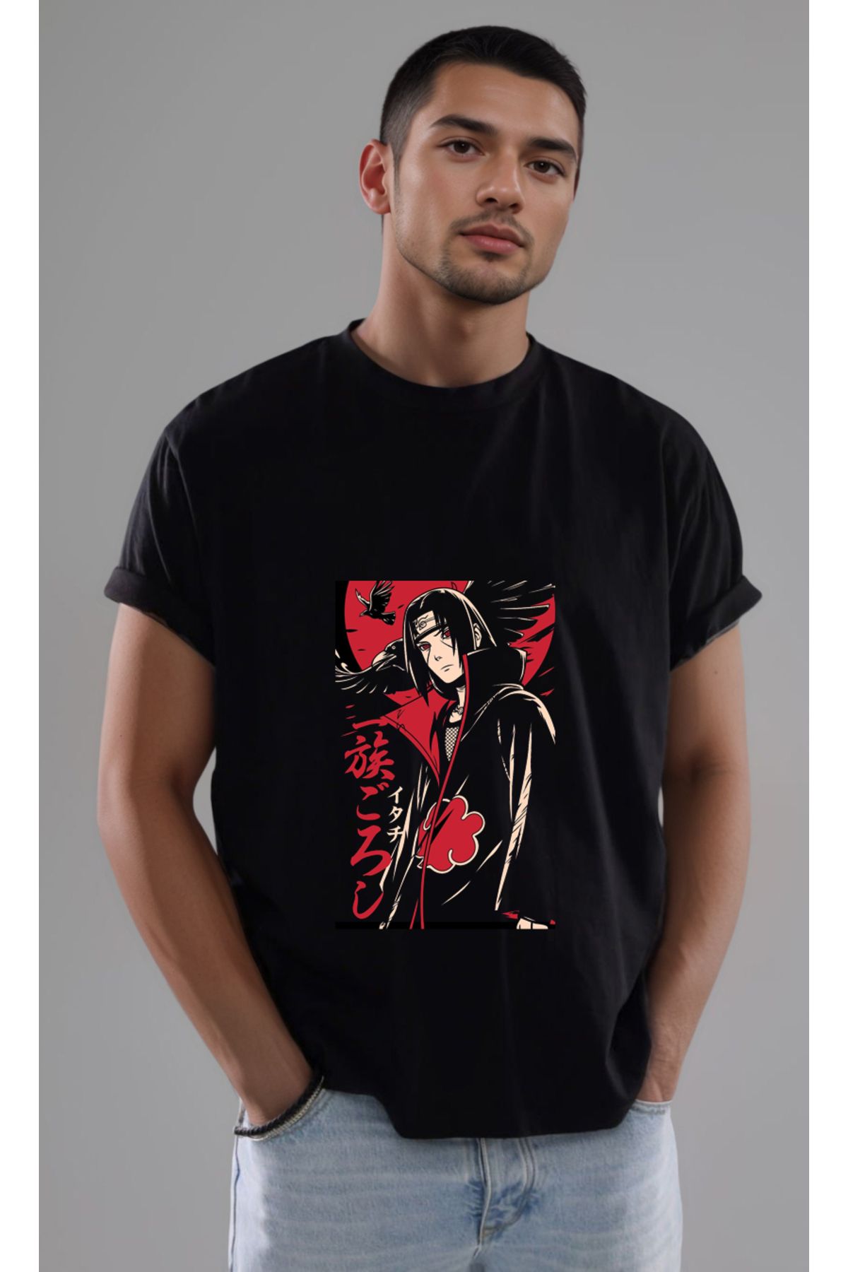 petite pati Naruto Itachi Baskılı Unisex Tshirt