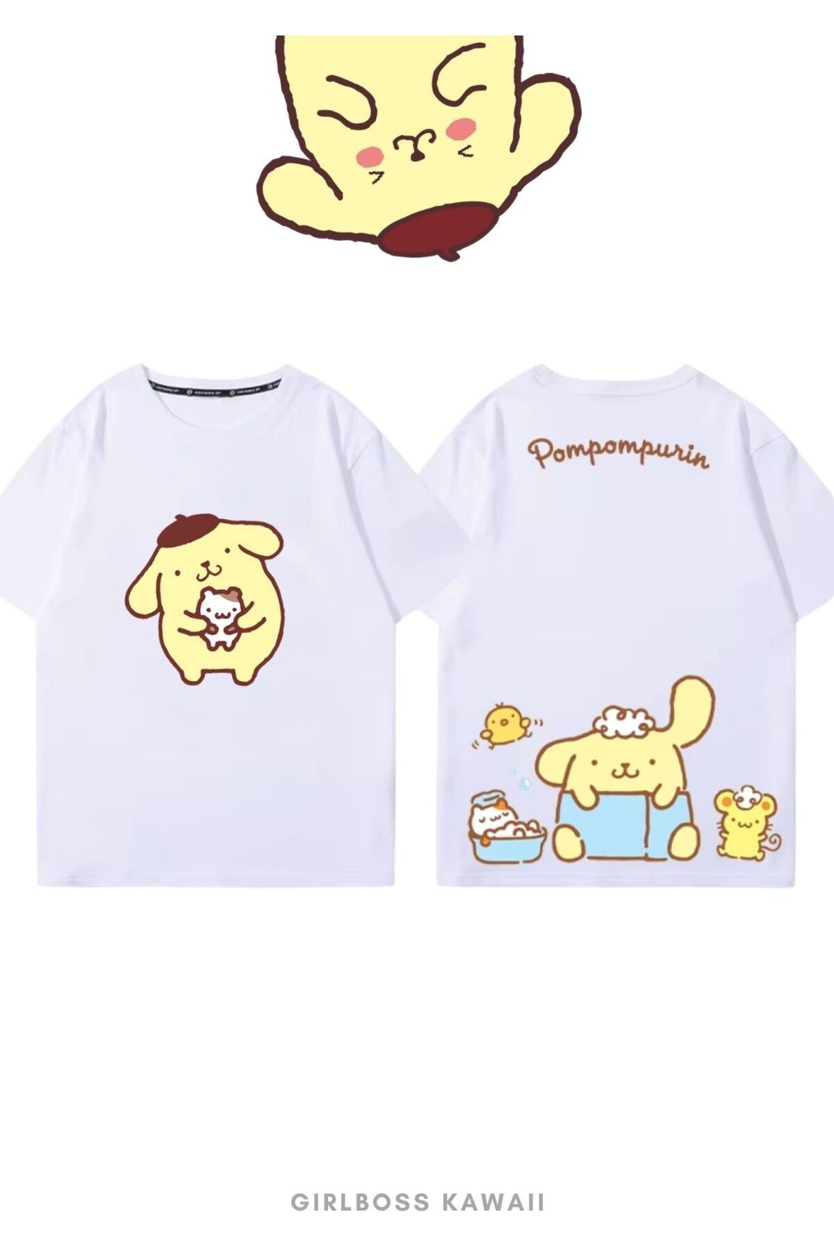 Girlboss Kawaii Girlboss Pompompurin t-shirt çocuk ve büyük serisi 3 yaş- XXL beden aralığı unisex