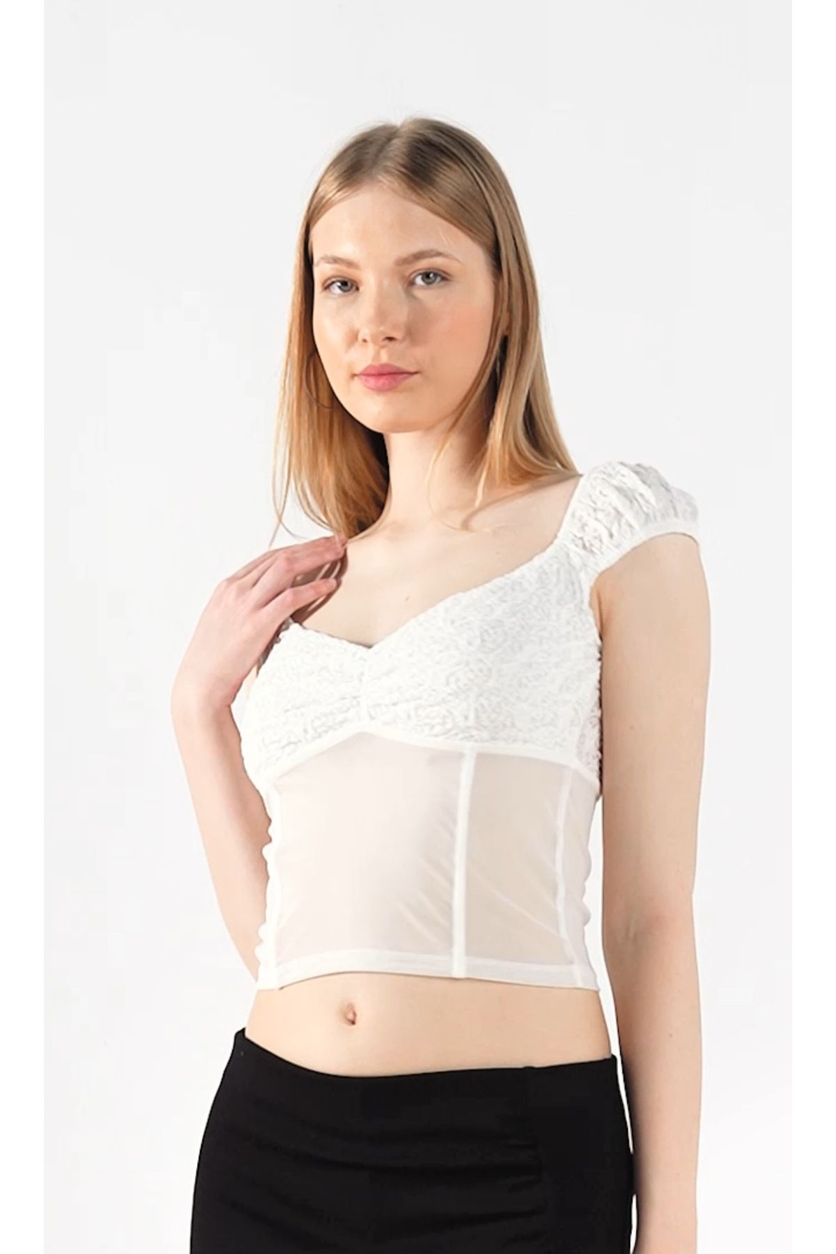 MAXLEVEL MODA TRANSPARAN TÜL BLUZ