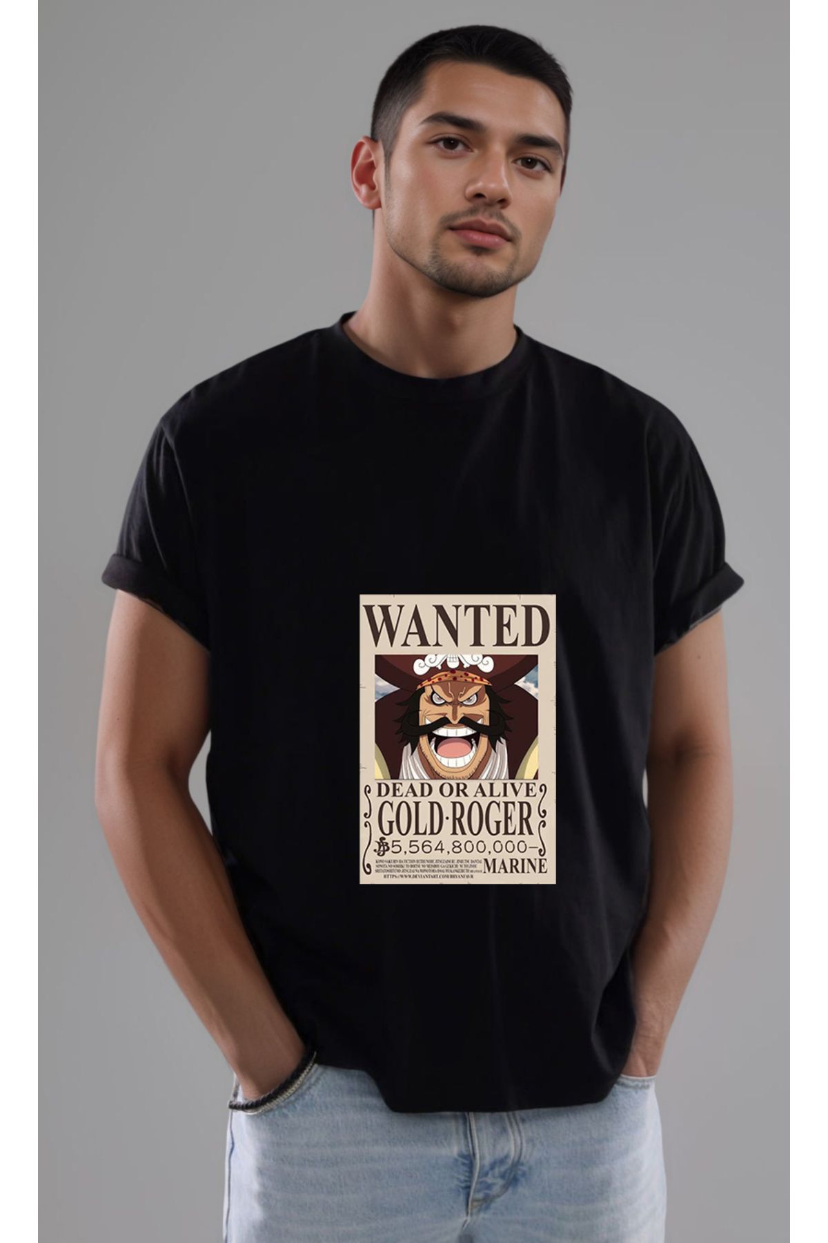 petite pati One Piece Wanted Gol D Roger Baskılı Unisex Tshirt
