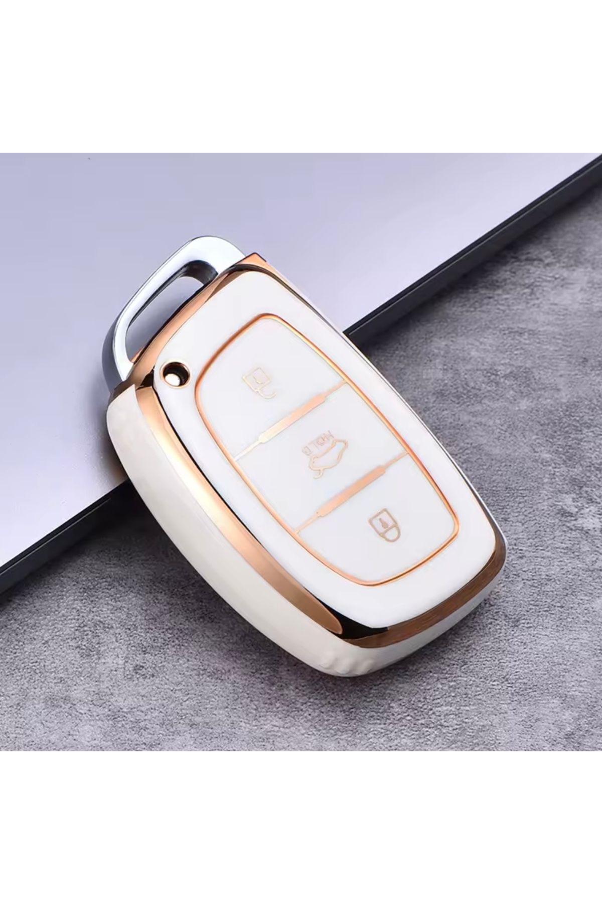 YıldızTuning Hyundai Elantra Sustasız Anahtar Kılıfı Beyaz-Gold