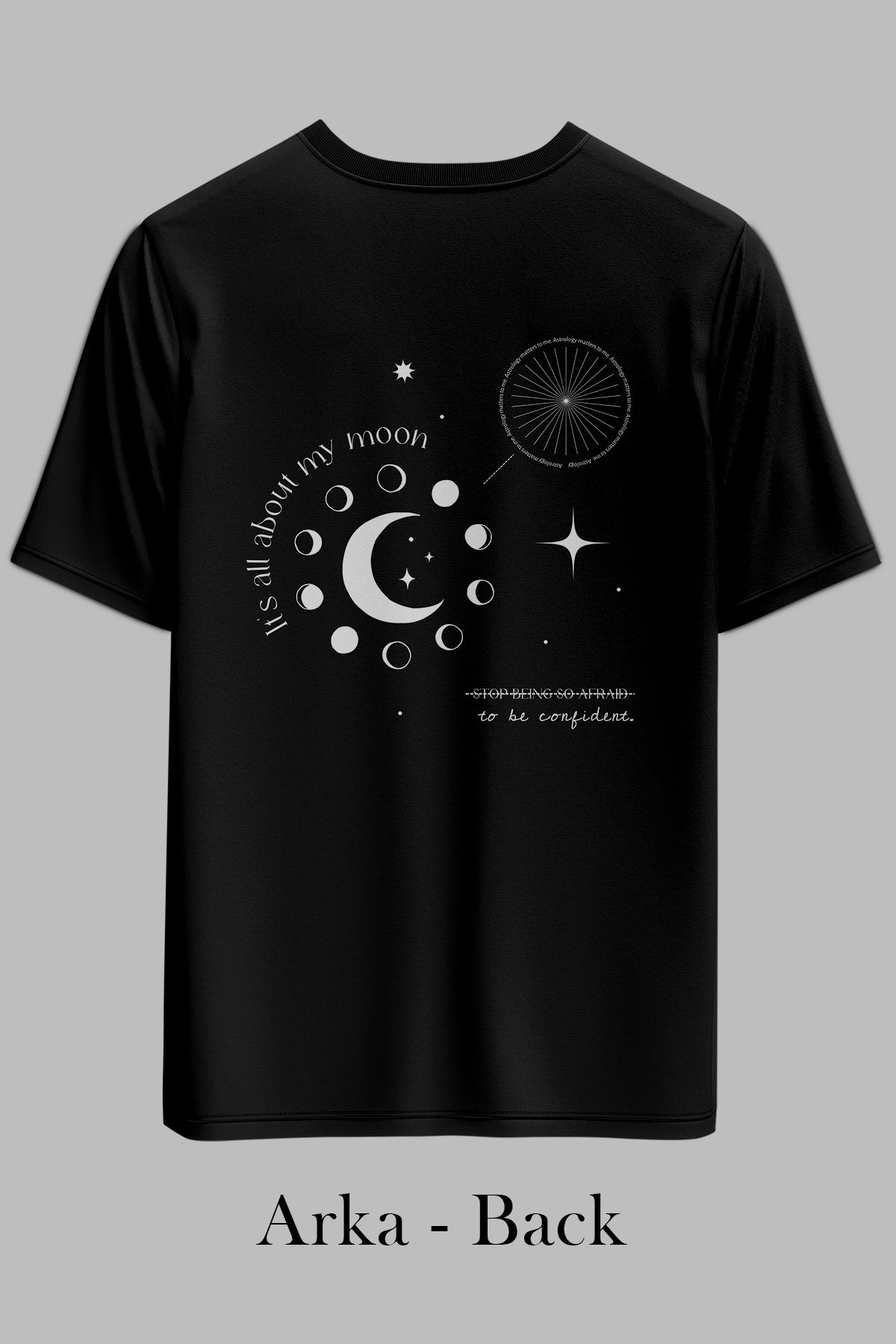OXVİN MOON PHASES Sırt Baskılı OVERSİZE Unisex T-Shirt (BOL KALIP)
