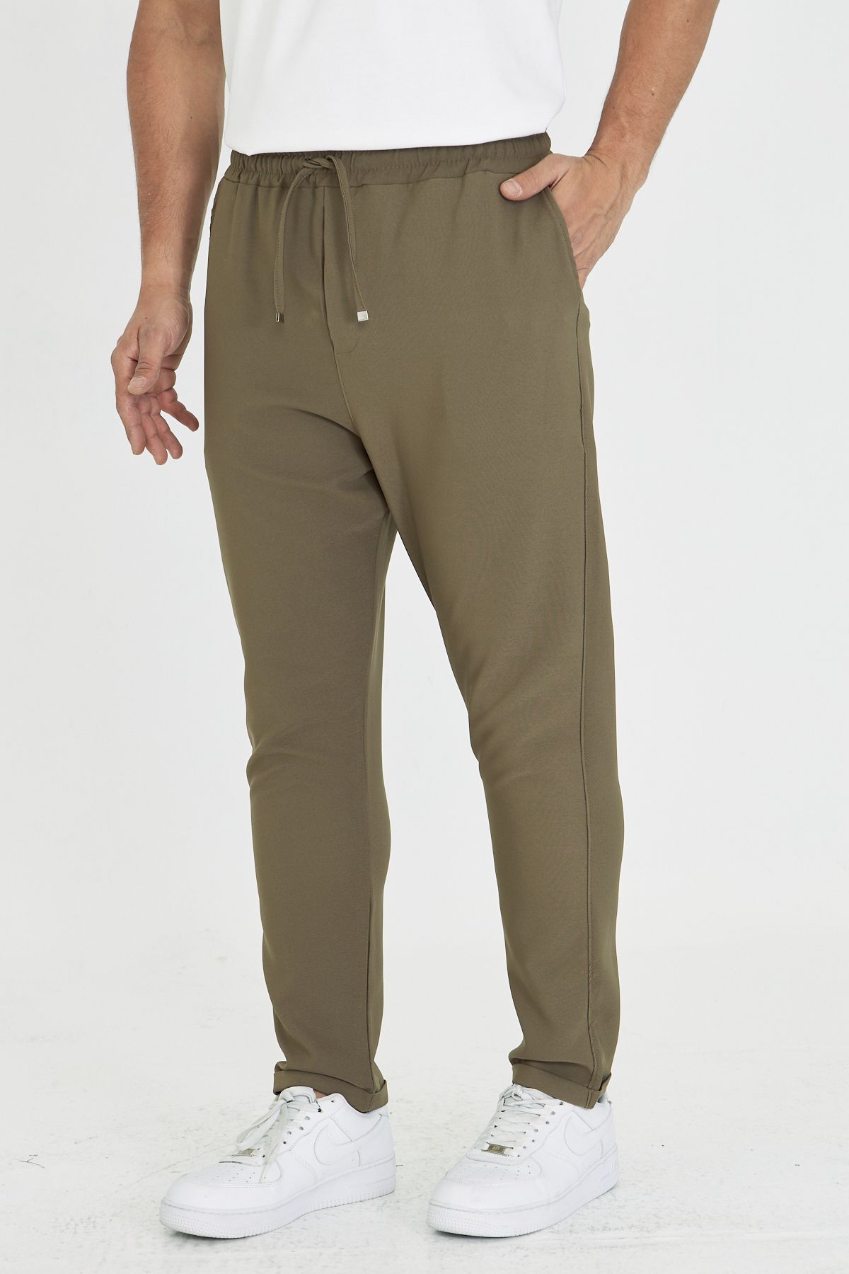 ZİNOX Erkek Bel Latikli Bağıcıklı Duble Paça Slim Fit Jogger Pantolon