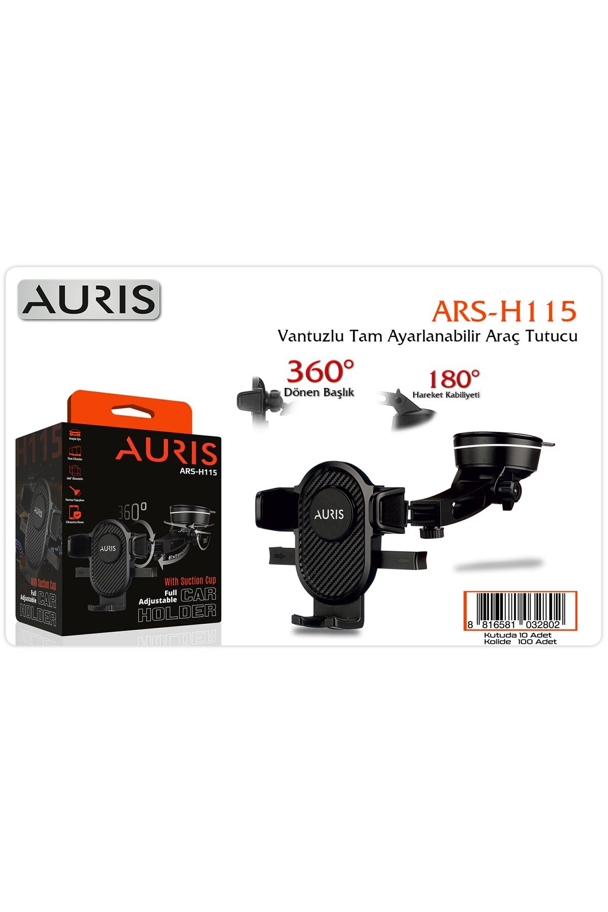 Auris ARS-H115 Vantuzlu Tam Ayarlanabilir Araç Telefon Tutucu