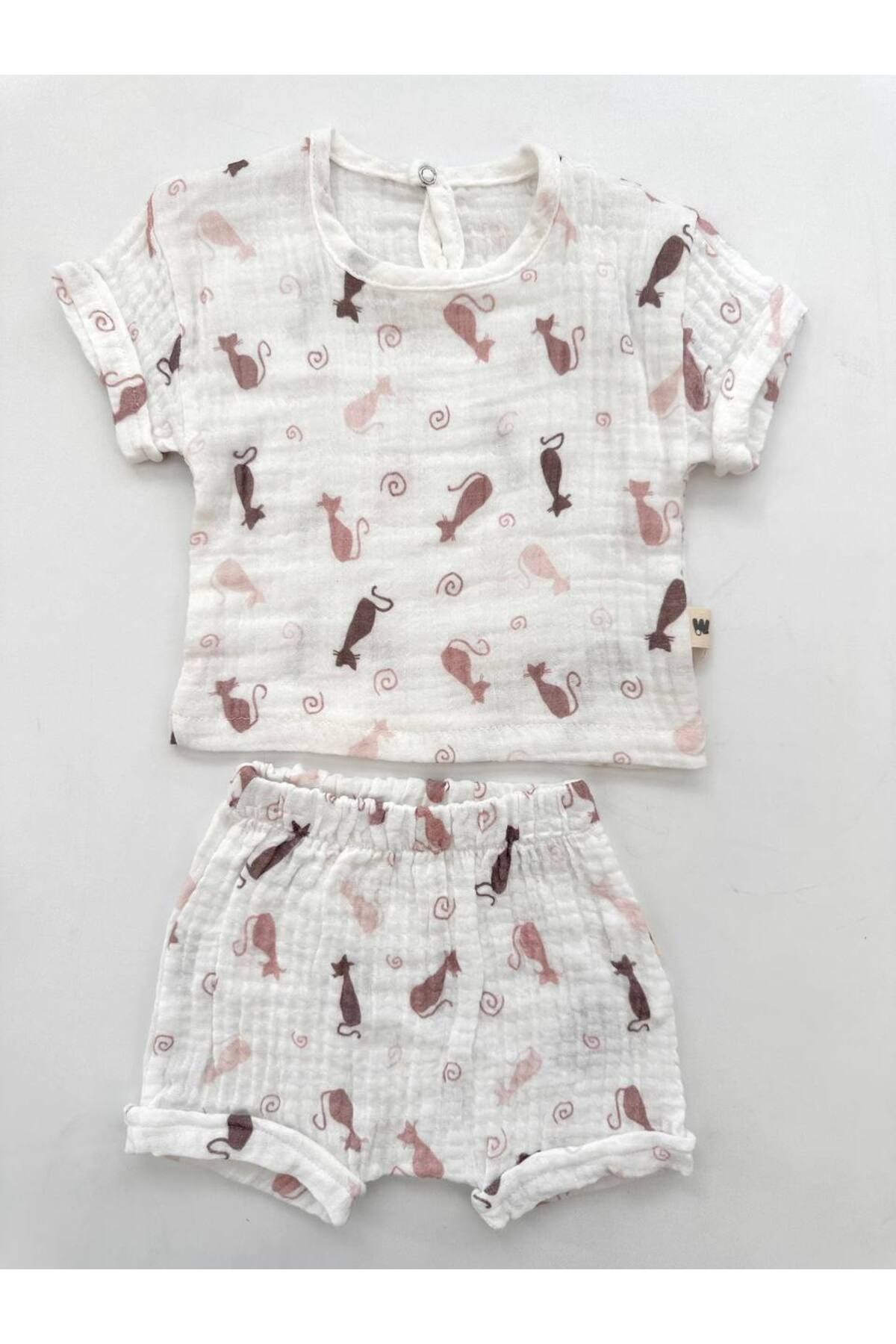 WOWOKİDS Wowokids Kız Muslin Takım %100 Pamuk