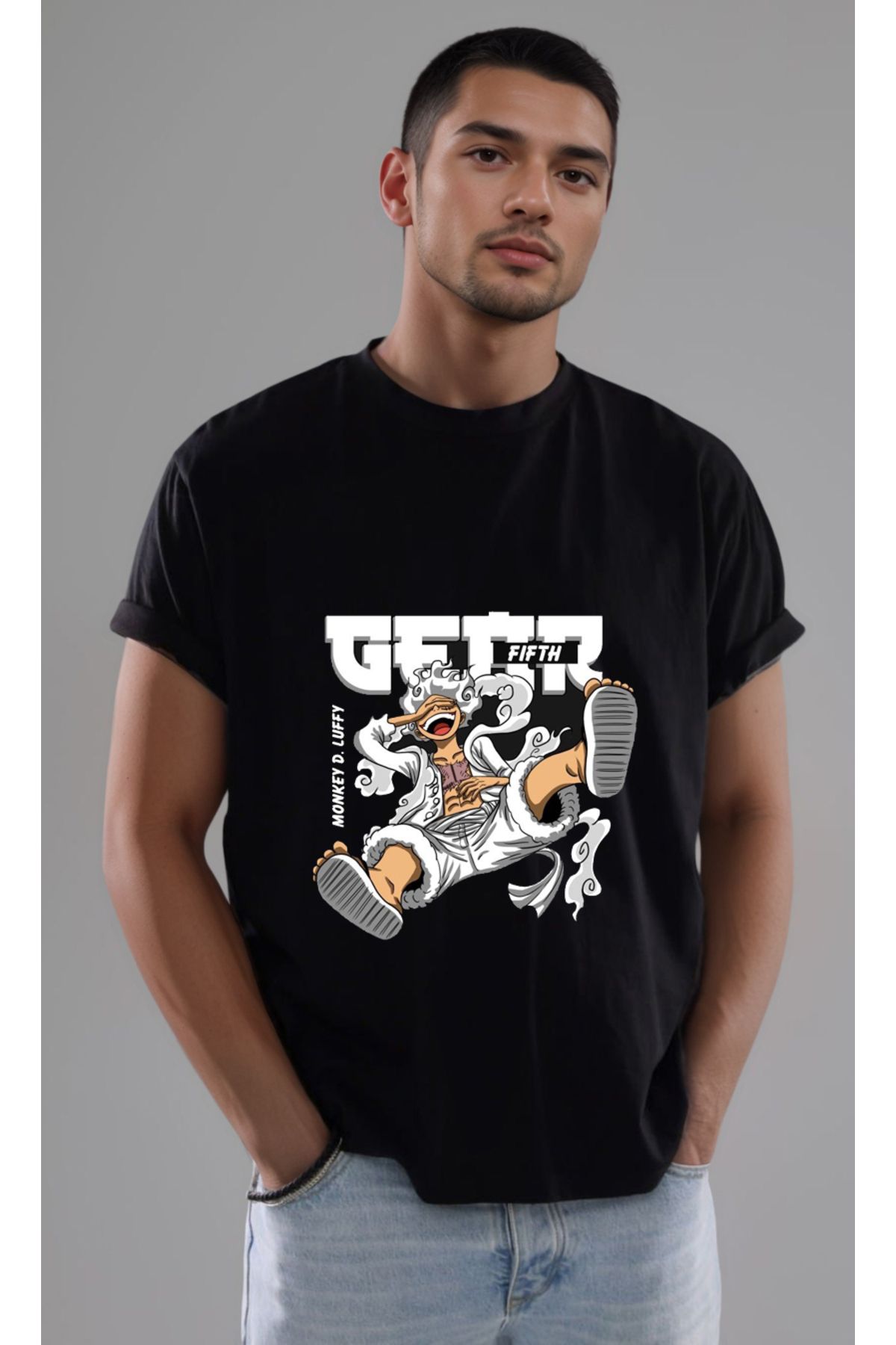 petite pati One Piece Luffy Baskılı Unisex Tshirt