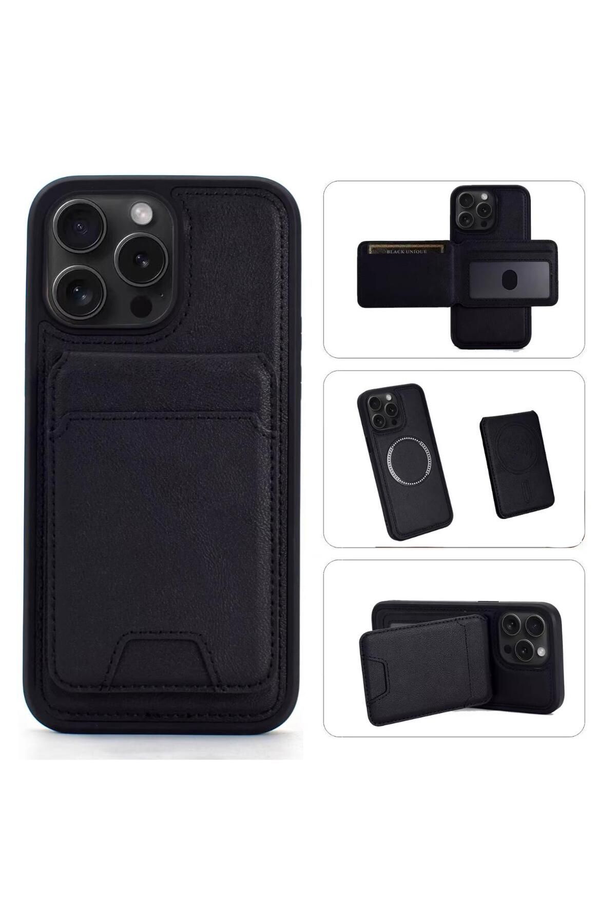 KILIF HOUSE Iphone 13 Pro Max Uyumlu Lux Standlı Cüzdanlı Hakiki Deri Magsafe Kılıf