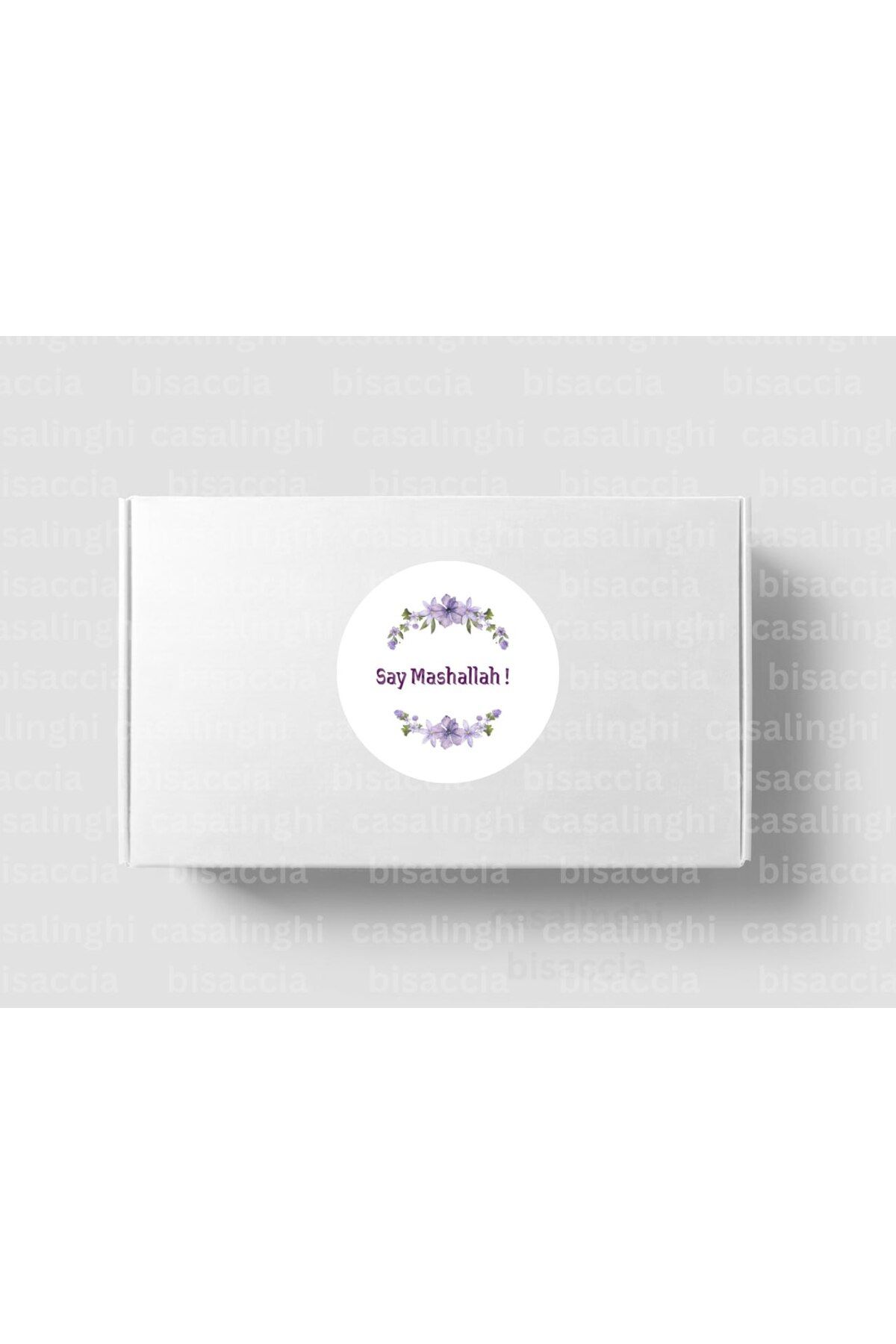 CASALINGHI Say Mashallah ! Etiketi Yuvarlak Mat Sticker Mor Maşallah De Nazar Değmesin 4 Cm (90 Adet)