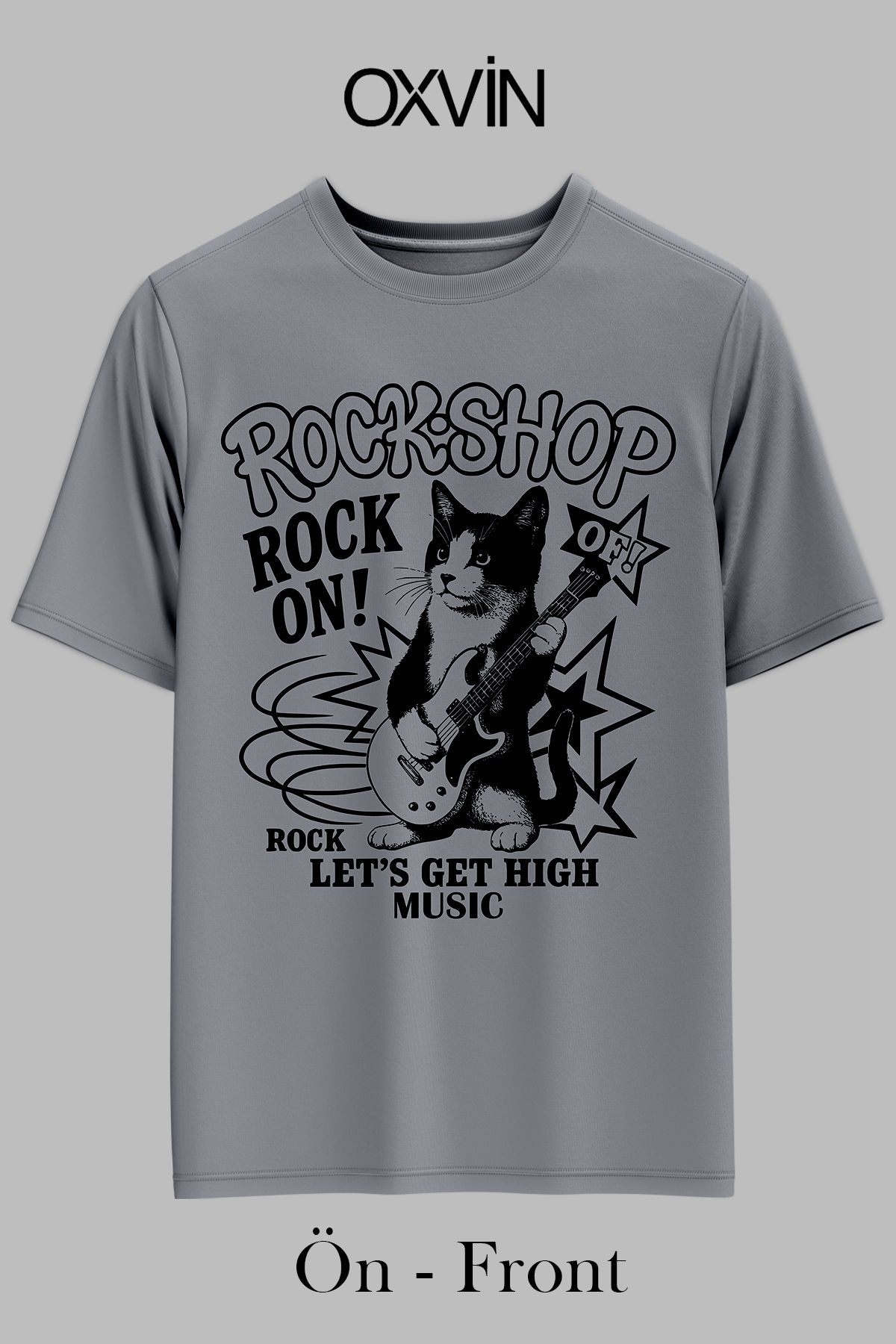 OXVİN ROCK-SHOP MUSİC Baskılı OVERSİZE Unisex T-Shirt (BOL KALIP)