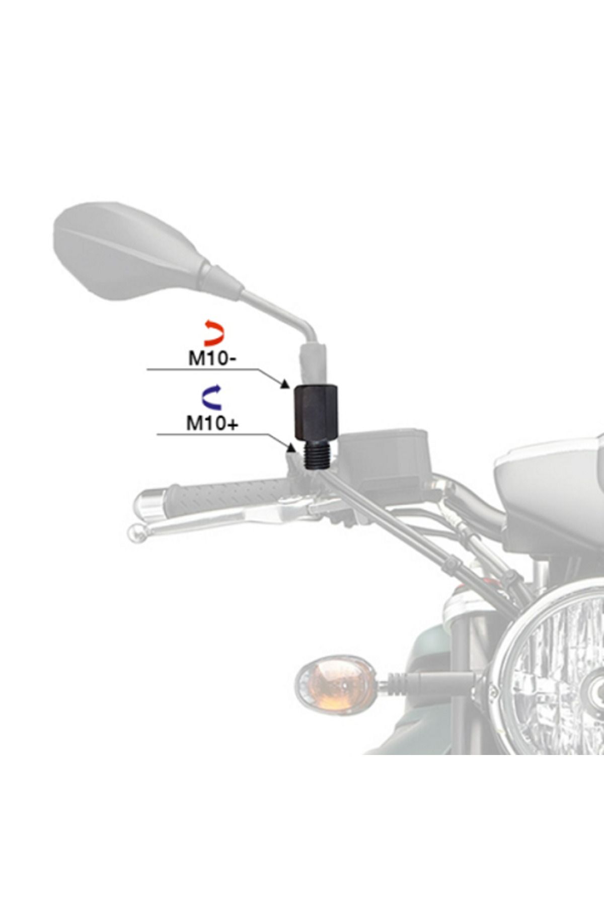 Motolider Ayna Uzatma Aparatı -10 +10 Siyah