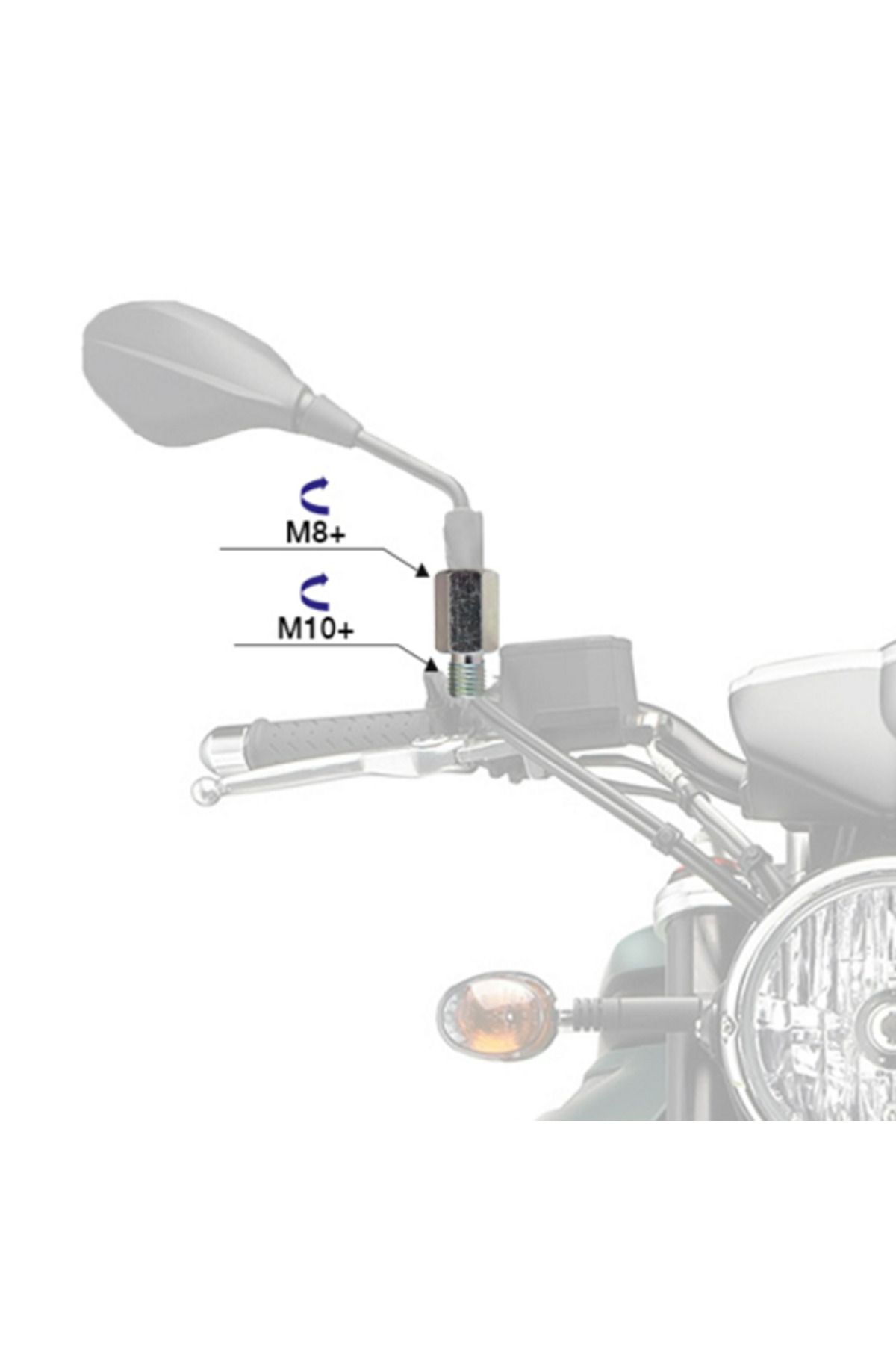 Motolider Ayna Uzatma Aparatı +8 +10 Krom