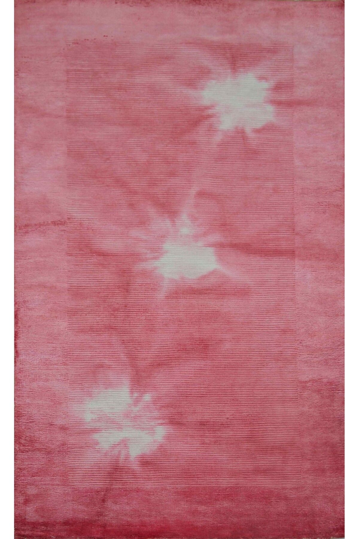 Handmade Nüans Pembe Renk Ebruli Desenli Parlak Tuşeli El Dokuma Halı 80x150 cm (1.2 m²)
