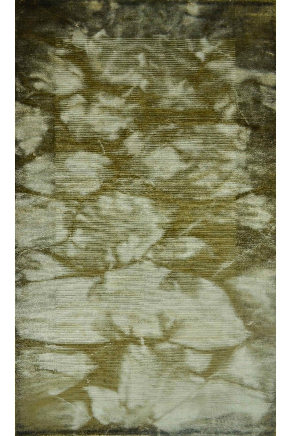 Handmade Nüans Haki Renk Ebruli Desenli Parlak Tuşeli El Dokuma Halı 80x150 cm (1.2 m²)