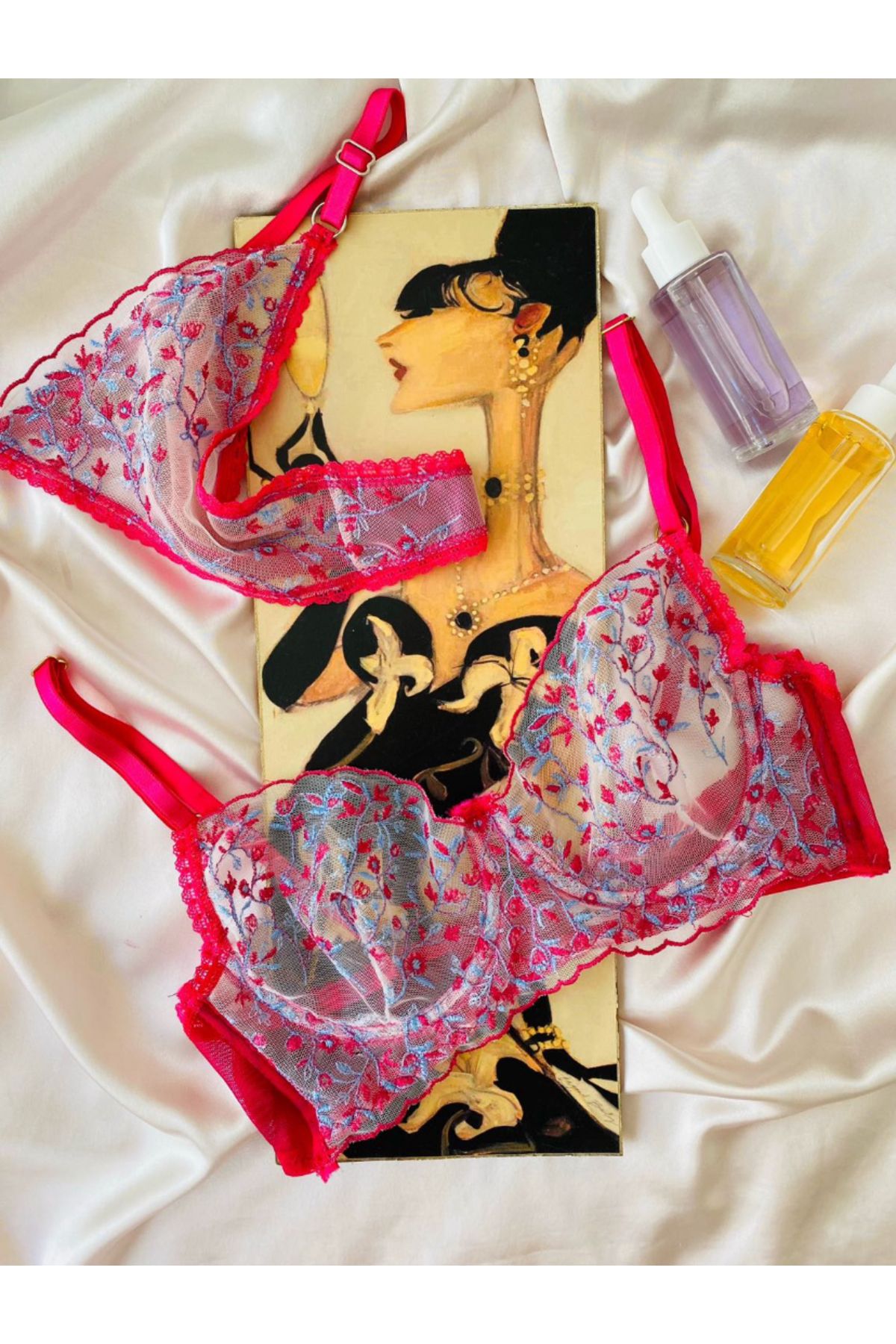 Celoire Pembe Transparan Balenli Bralet Takımı