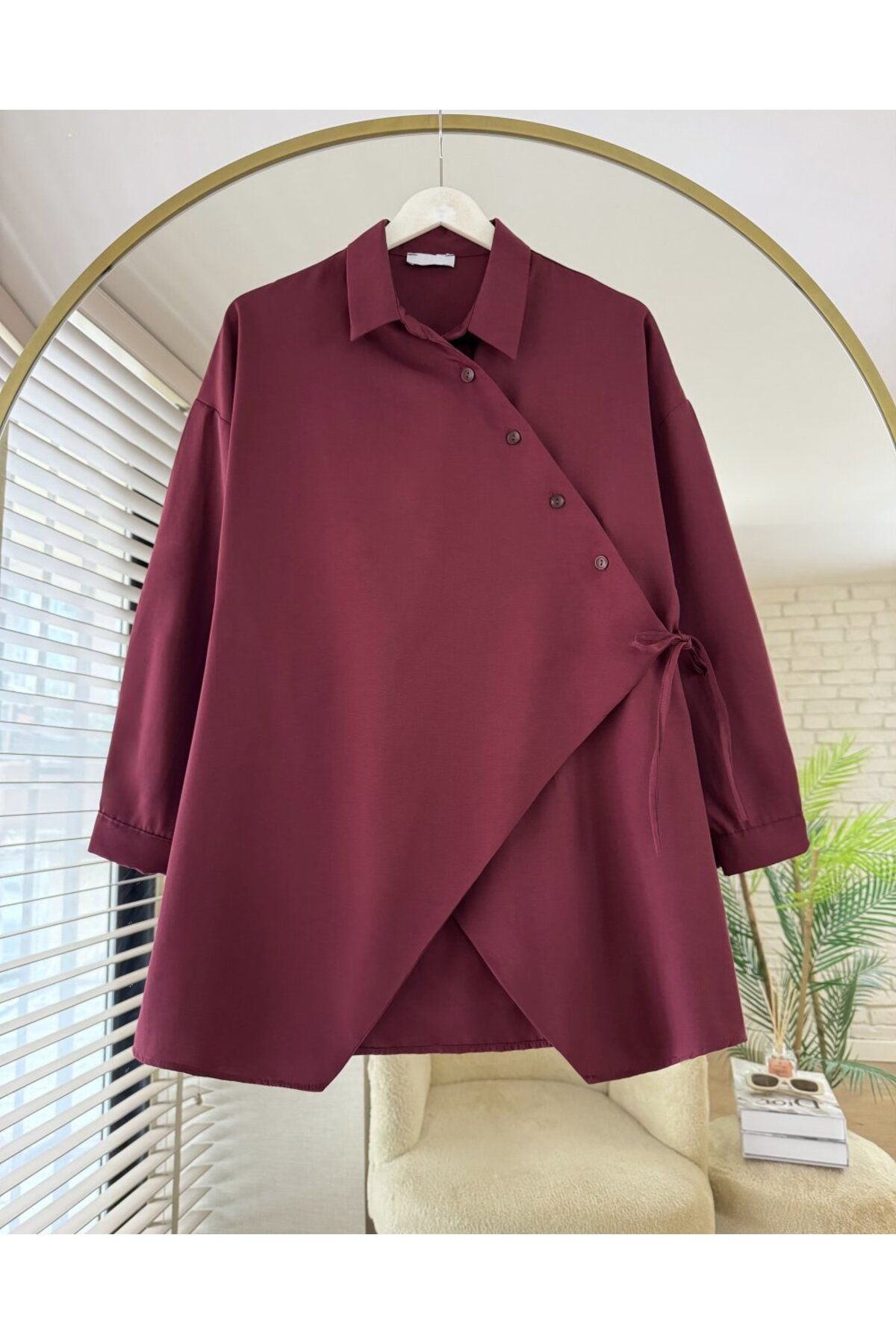ensade Modern Kesimli Dokuma Poplin Oversize Kadın Gömlek