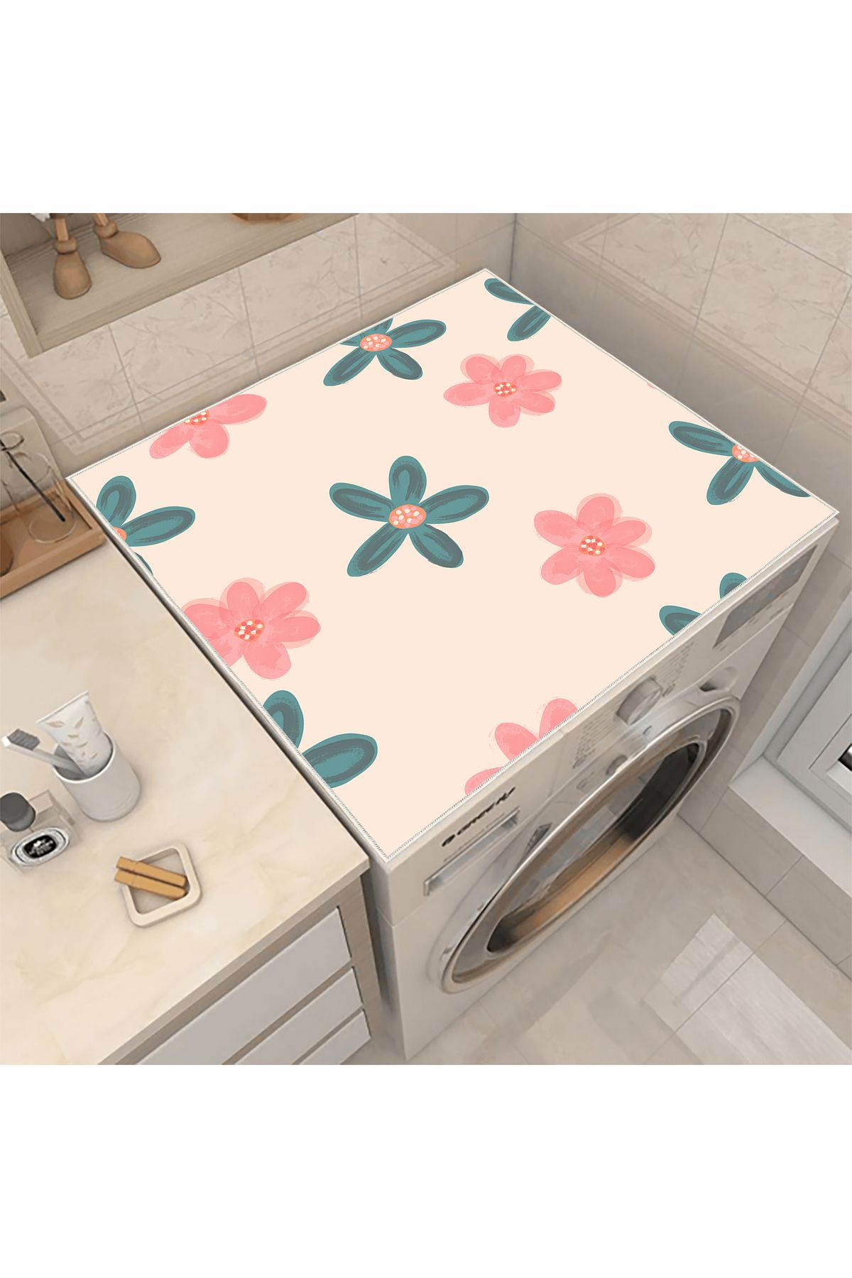 Nuva Home Çamaşır Makinesi Örtüsü Kurutma Makinesi Matı - Kaymaz Yıkanabilir Leke Tutmaz Su Geçirmez