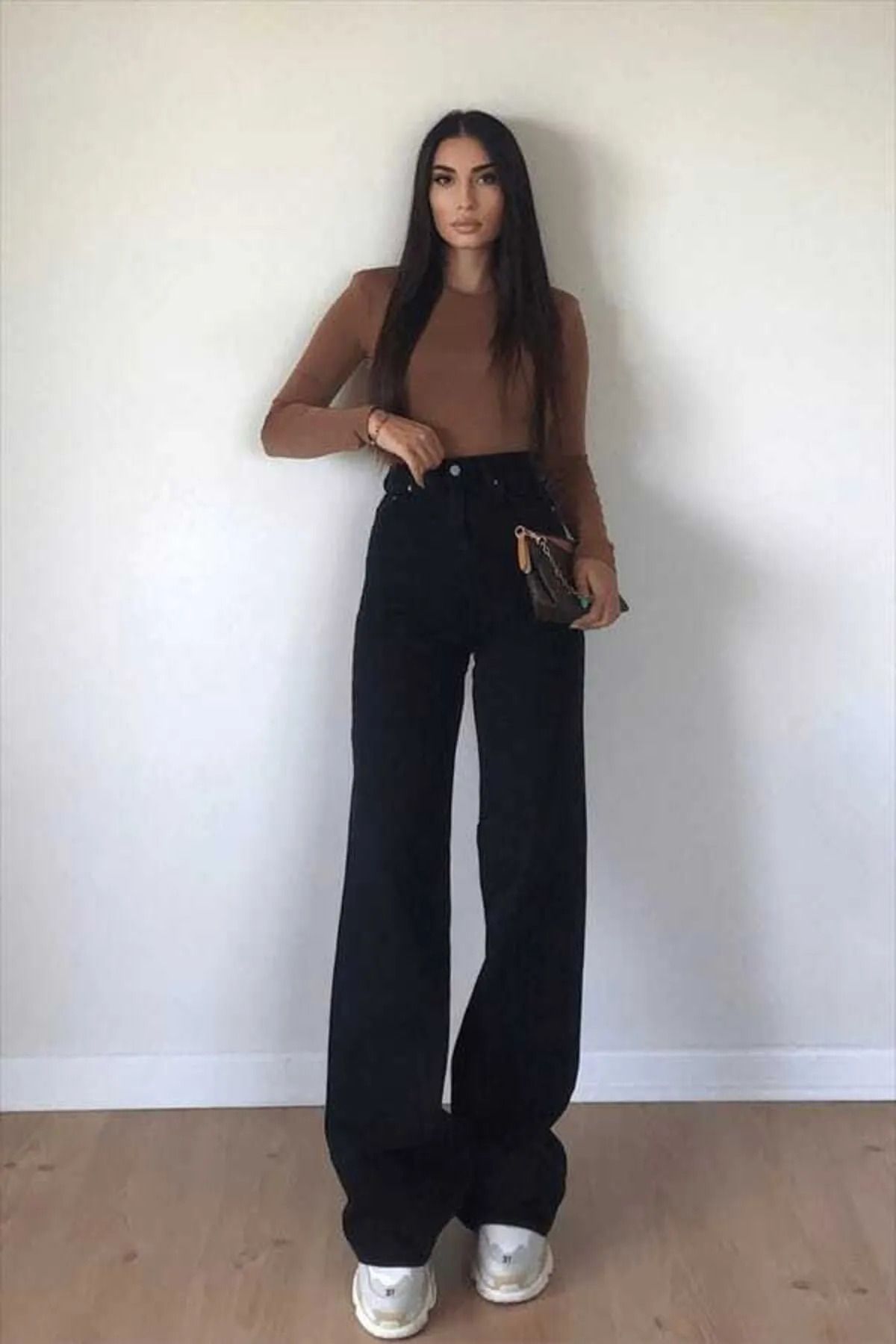 Ramrod Federal Siyah Bol Paça Palazzo Model Kot pantolon