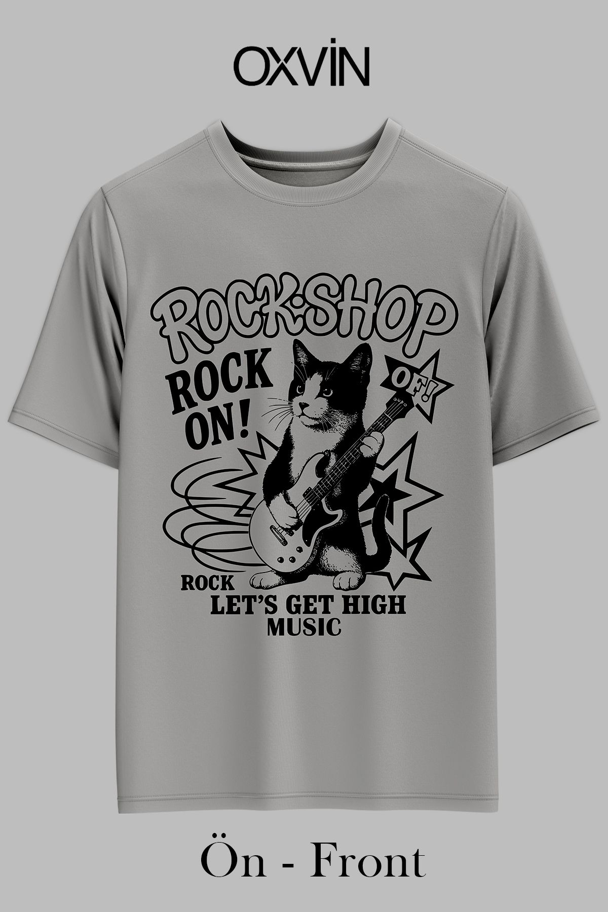 OXVİN ROCK-SHOP MUSİC Baskılı OVERSİZE Unisex T-Shirt (BOL KALIP)