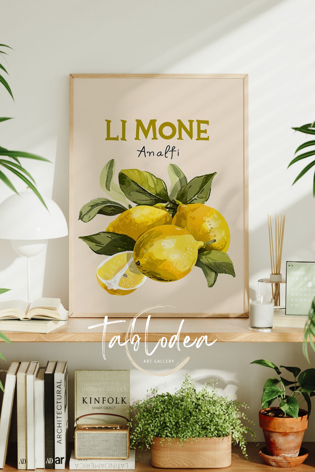 tablodea Limon Temalı Mutfak Dekoru Modern Çerçeveli Poster Tablo, Minimalist Dekoratif Mutfak Balkon Tablosu