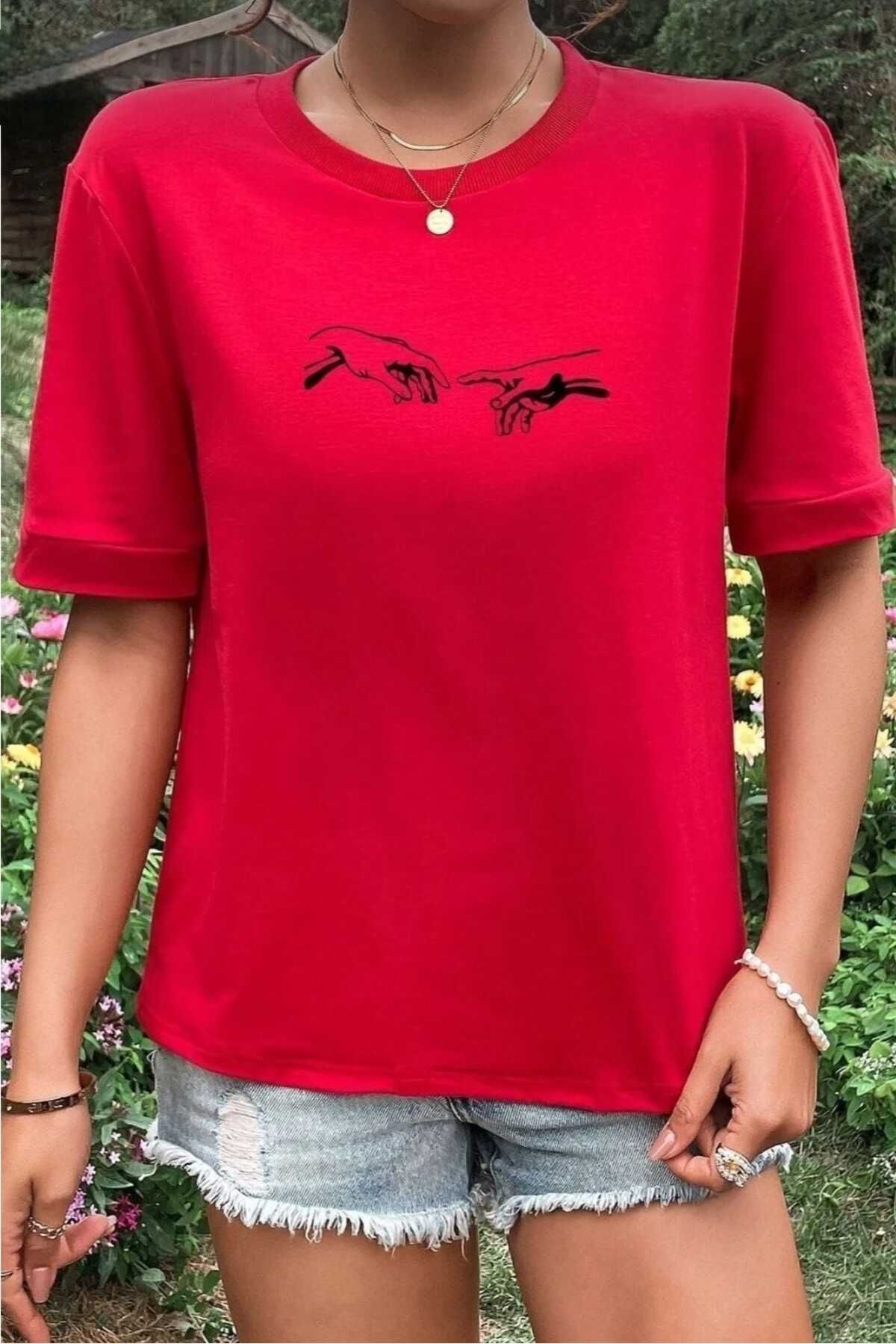 TekTarzz Unisex Sanatsal El Tasarım Baskılı Tshirt