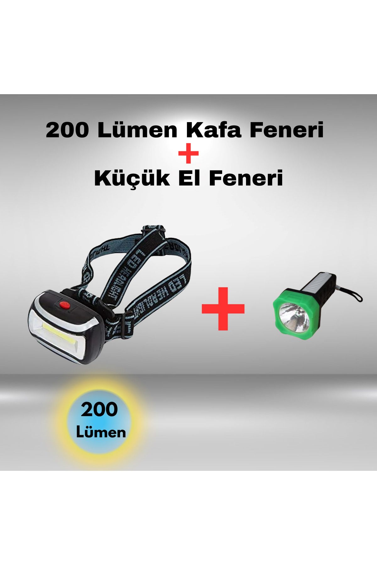 Panther PT-5018 200 Lümen Kafa Feneri + KH-168 Küçük El Feneri