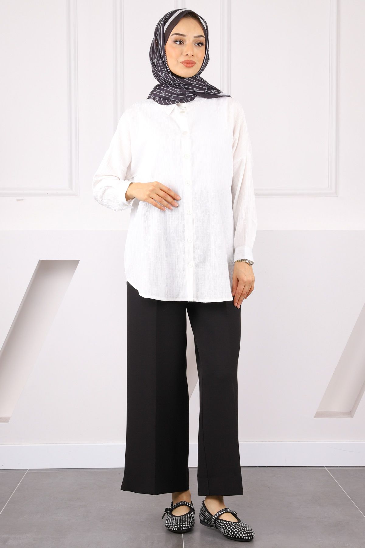 İmajButik-Ecru Buttoned Shirt 3
