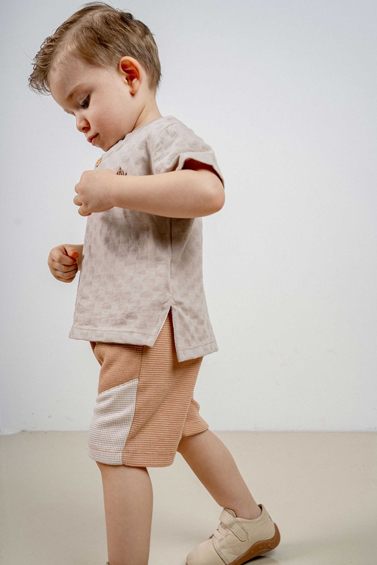 bombe-Baby Kids Coffee Cotton Shorts 2-Piece Set Trend Fashion Bottom Top Set 4
