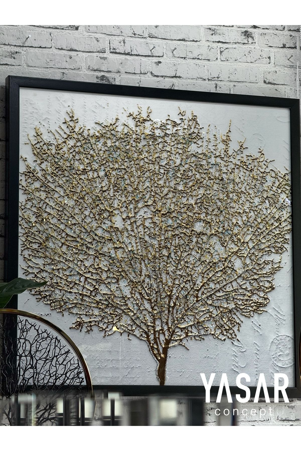 YSR CONCEPT Mercan Ağaç Reçine Epoksi Tablo 85x85 Cm