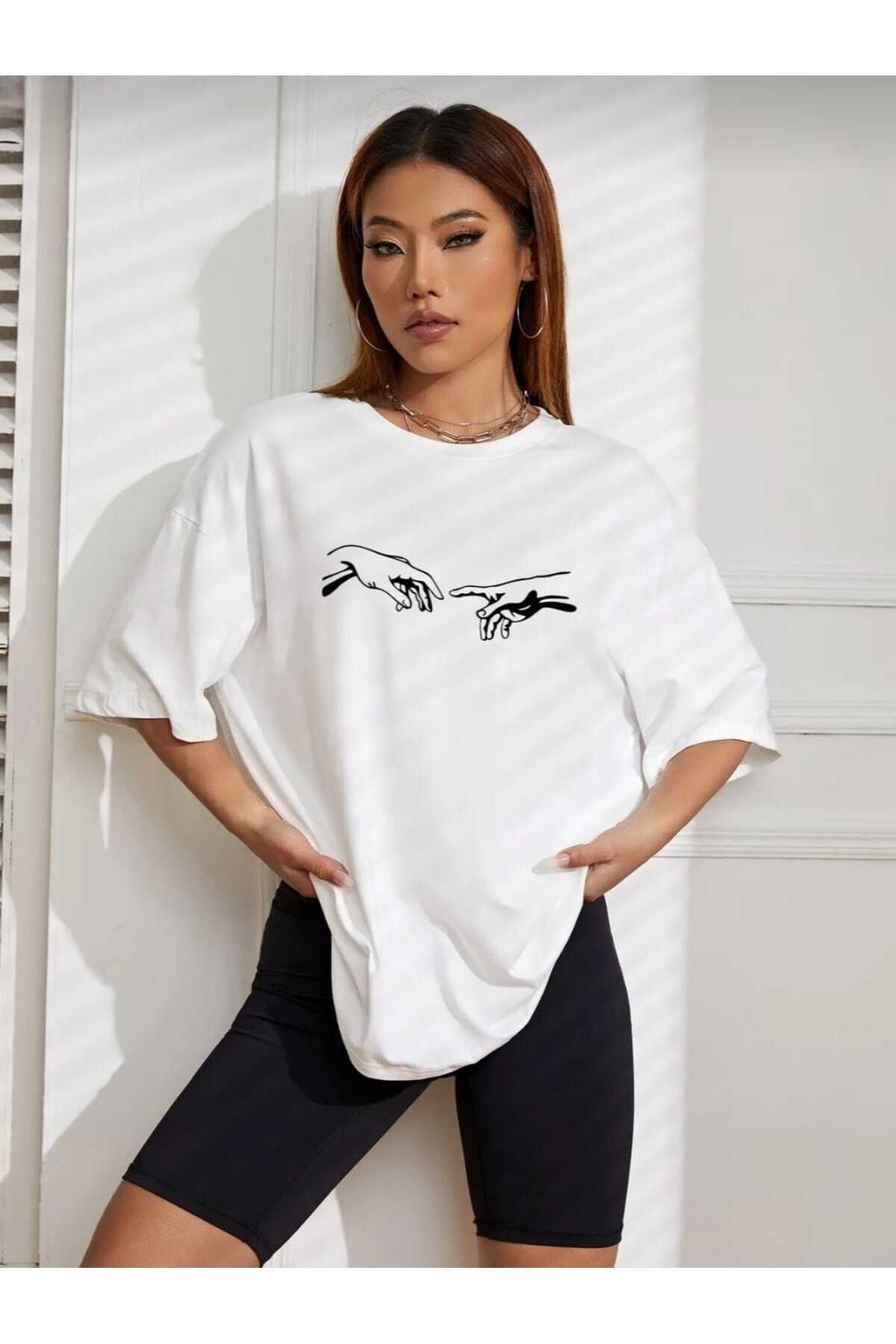 TekTarzz Unisex Sanatsal El Tasarım Baskılı Tshirt