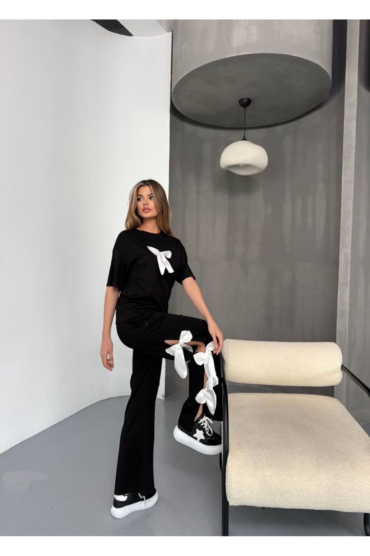 OYERGA MODA Kadın Fiyonk Detay İkili Takım